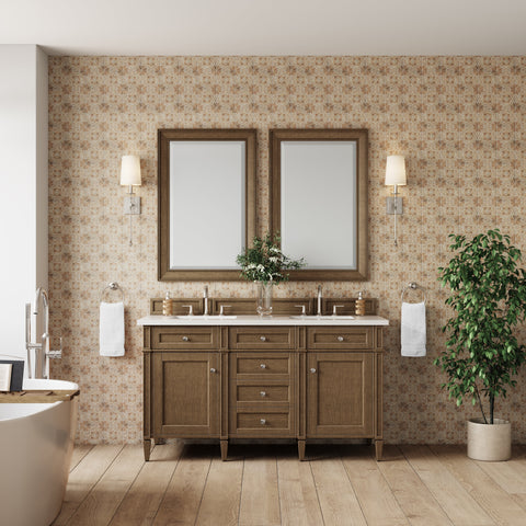 Brittany 60" Double Vanity in Saddle Brown Double Bathroom Vanity James Martin Vanities 