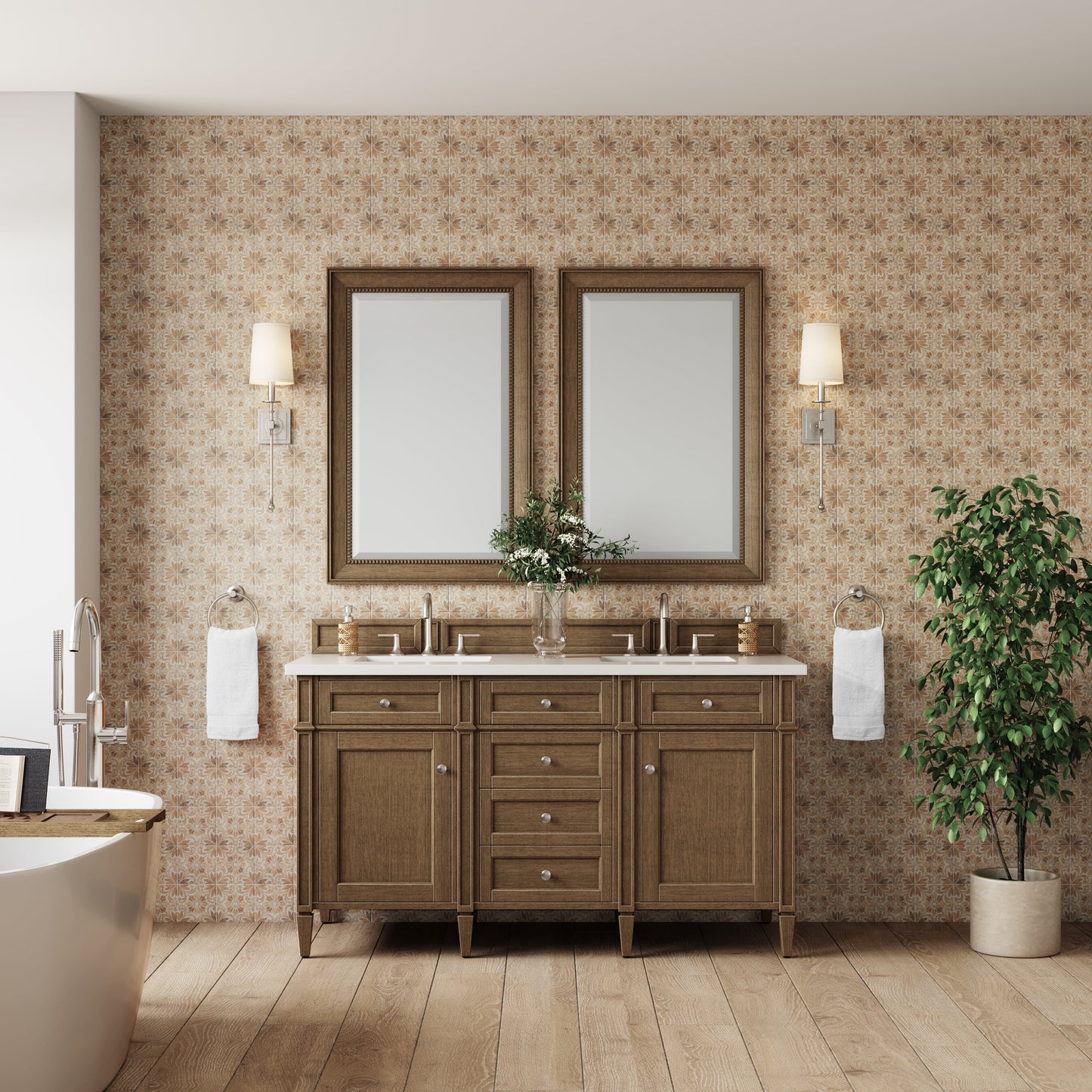 Brittany 60" Double Vanity in Saddle Brown Double Bathroom Vanity James Martin Vanities 