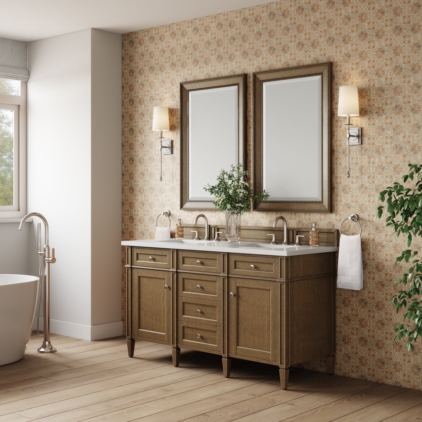
                  
                    Brittany 60" Double Vanity in Saddle Brown Double Bathroom Vanity James Martin Vanities Select Your Top 
                  
                