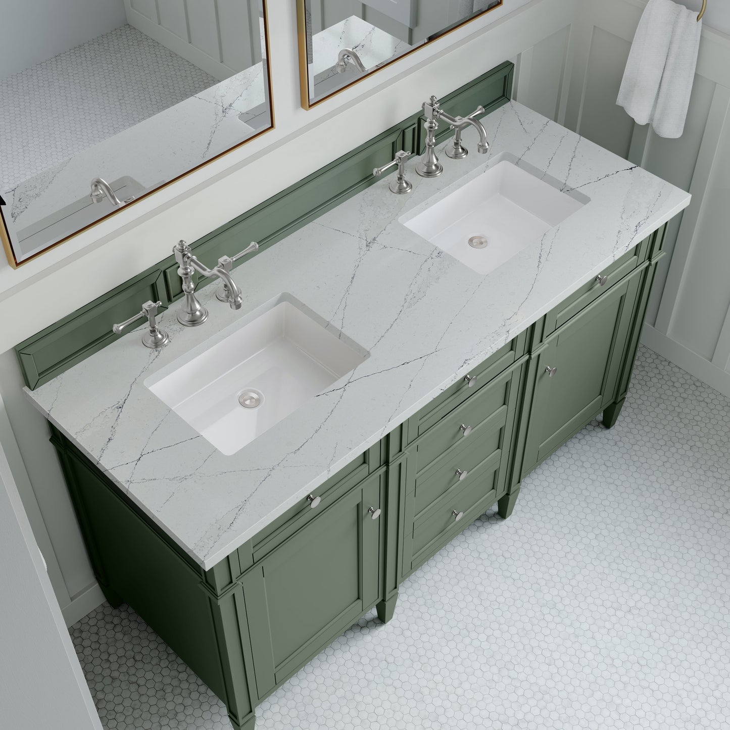 
                  
                    Brittany 60" Double Vanity in Smokey Celadon Double bathroom Vanity James Martin Vanities Ethereal Noctis Silestone 
                  
                