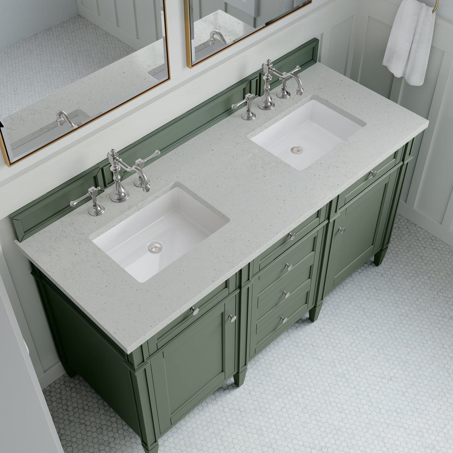 
                  
                    Brittany 60" Double Vanity in Smokey Celadon Double bathroom Vanity James Martin Vanities Lime Delight Silestone 
                  
                