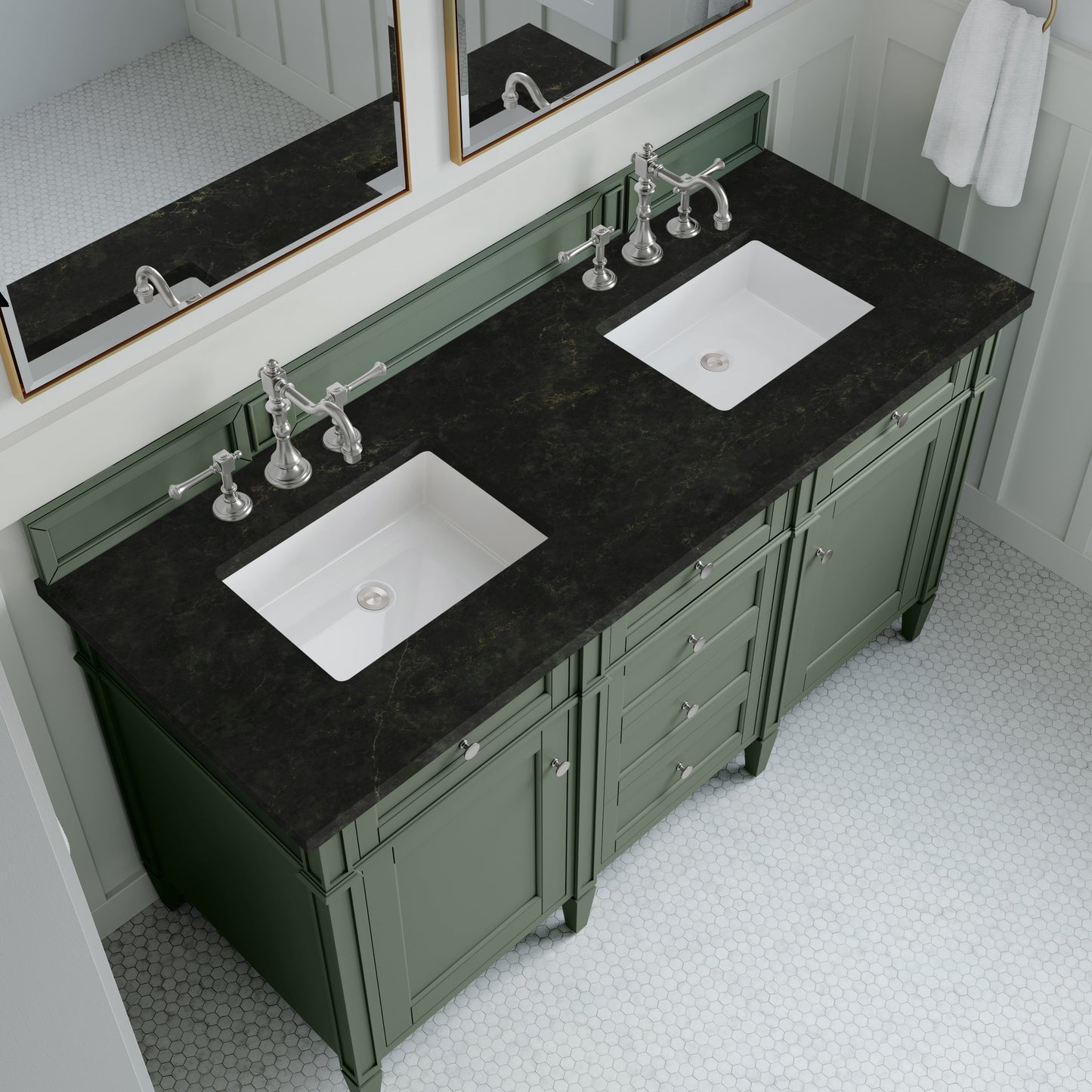 
                  
                    Brittany 60" Double Vanity in Smokey Celadon Double bathroom Vanity James Martin Vanities Phantome Eclos 
                  
                