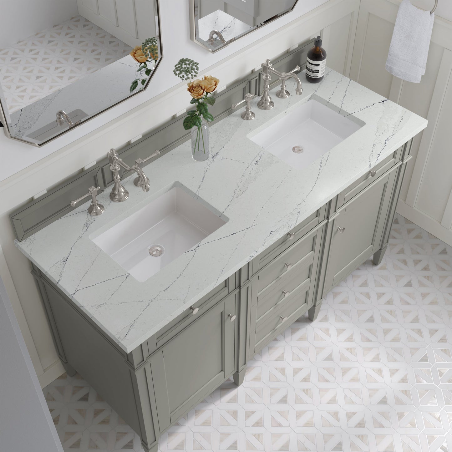 
                  
                    Brittany 60" Double Vanity in Urban Gray Double bathroom Vanity James Martin Vanities Eternal Noctis Silestone 
                  
                
