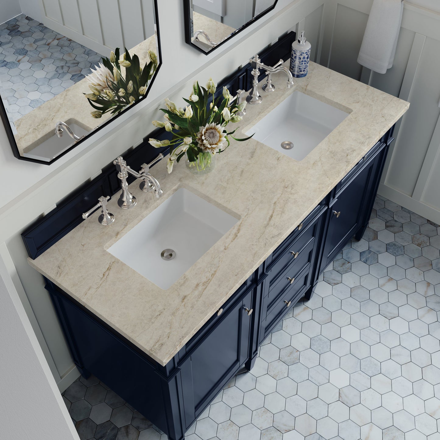 
                  
                    Brittany 60" Double Vanity in Victory Blue Double bathroom Vanity James Martin Vanities Tajnar Eclos 
                  
                