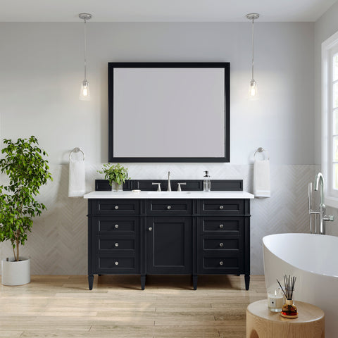 Brittany 60" Single Vanity in Black Onyx Single Bathroom Vanity James Martin Vanities 