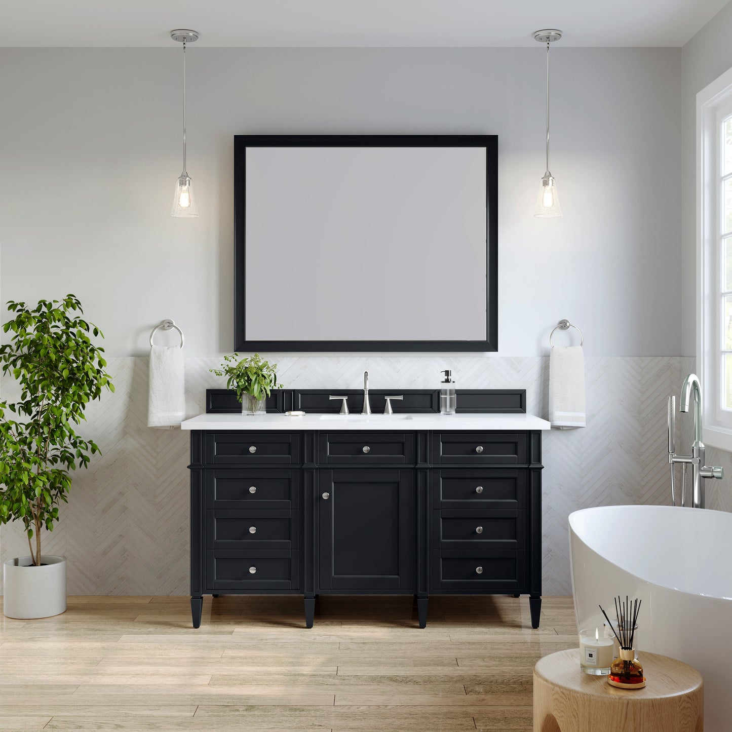 Brittany 60" Single Vanity in Black Onyx Single Bathroom Vanity James Martin Vanities 