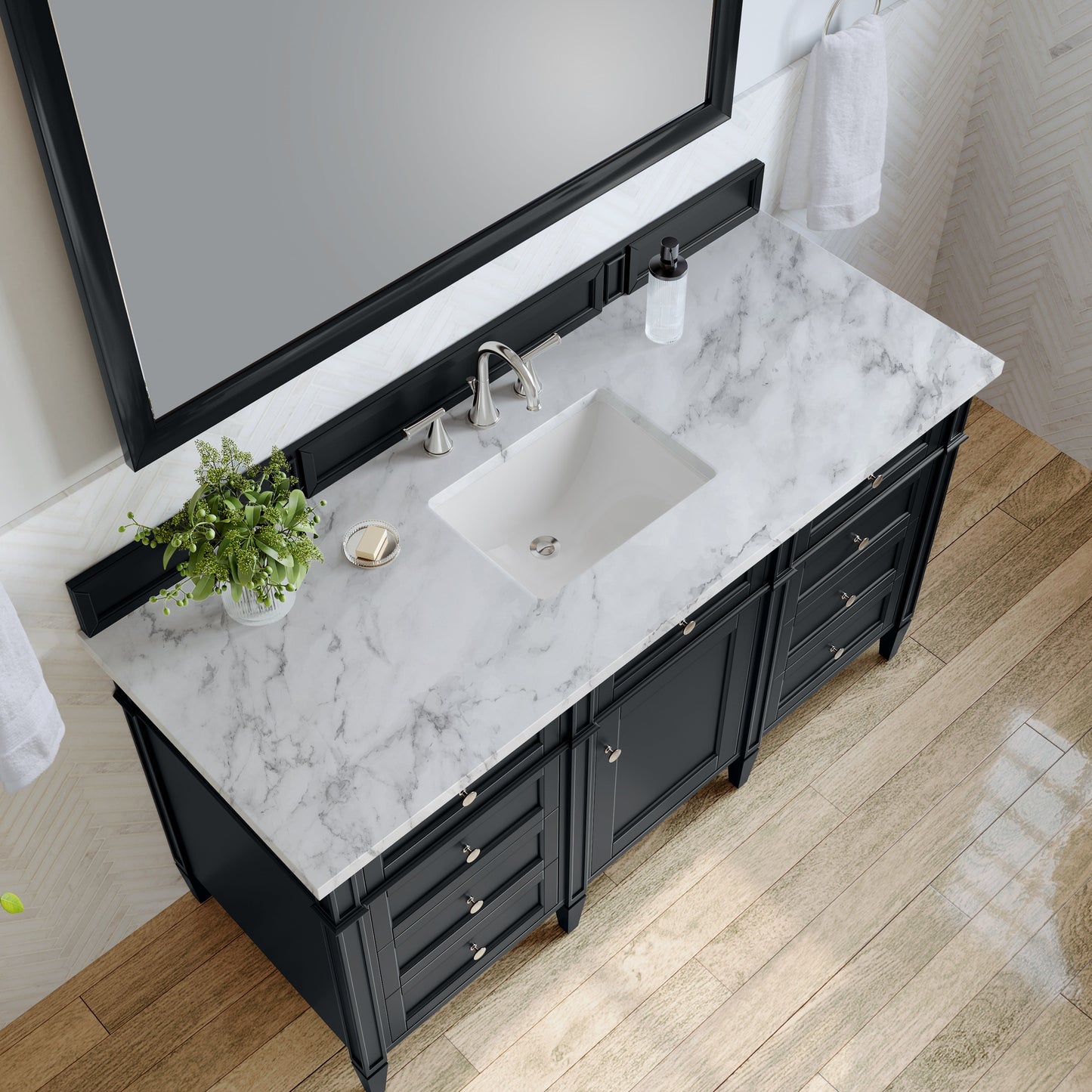
                  
                    Brittany 60" Single Vanity in Black Onyx Single Bathroom Vanity James Martin Vanities Carrara White Marble 
                  
                