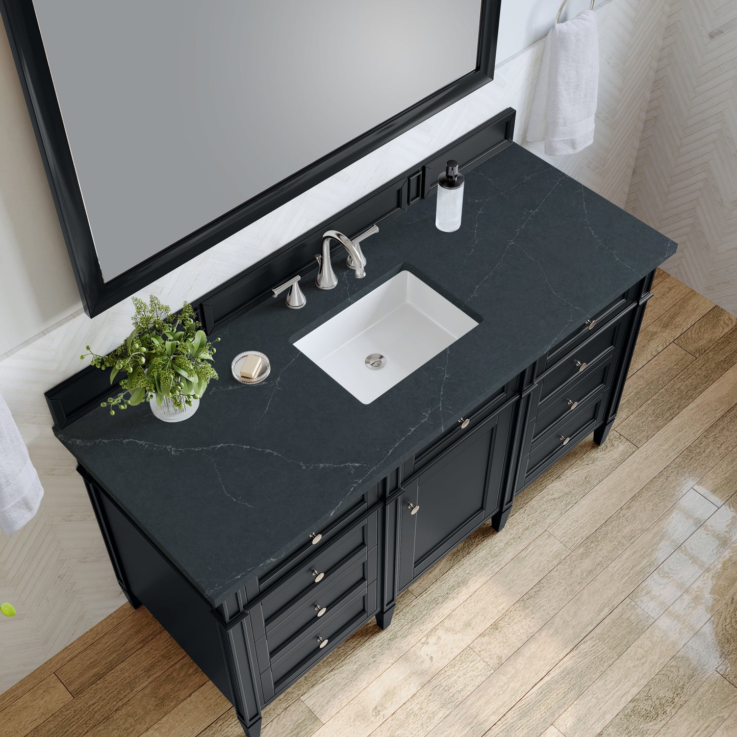 
                  
                    Brittany 60" Single Vanity in Black Onyx Single Bathroom Vanity James Martin Vanities Charcoal Soapstone Silestone 
                  
                