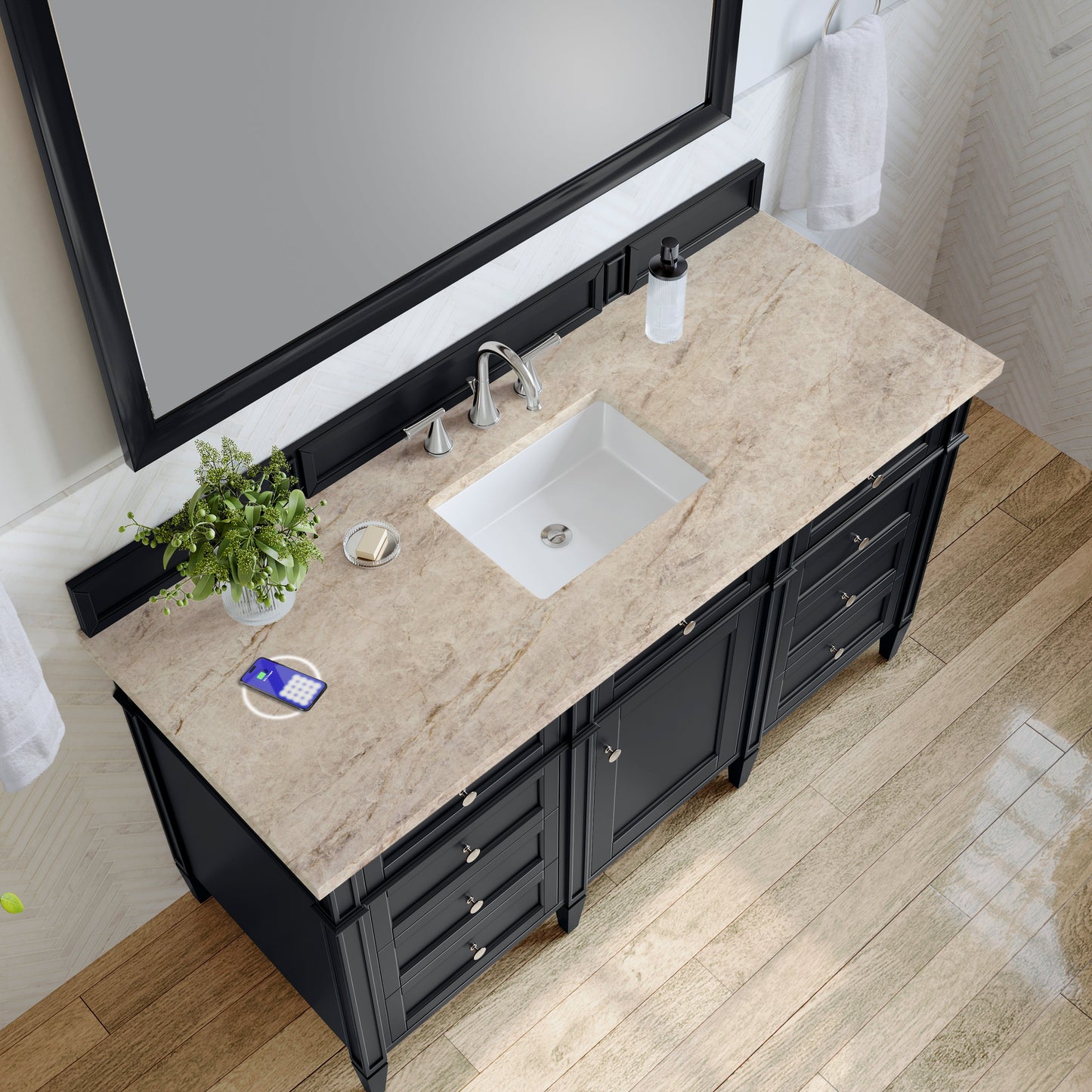 
                  
                    Brittany 60" Single Vanity in Black Onyx Single Bathroom Vanity James Martin Vanities Tajnar Eclos with FreePower 
                  
                