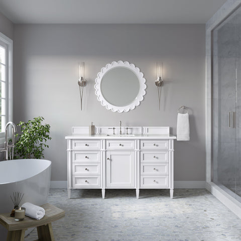 Brittany 60" Single Vanity in Bright White Single Bathroom Vanity James Martin Vanities 