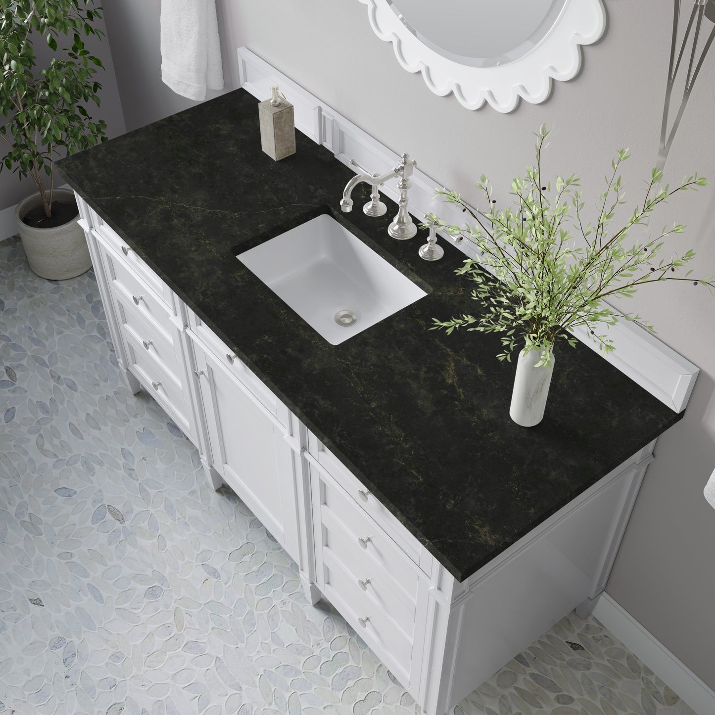 
                  
                    Brittany 60" Single Vanity in Bright White Single Bathroom Vanity James Martin Vanities Phantome Eclos 
                  
                