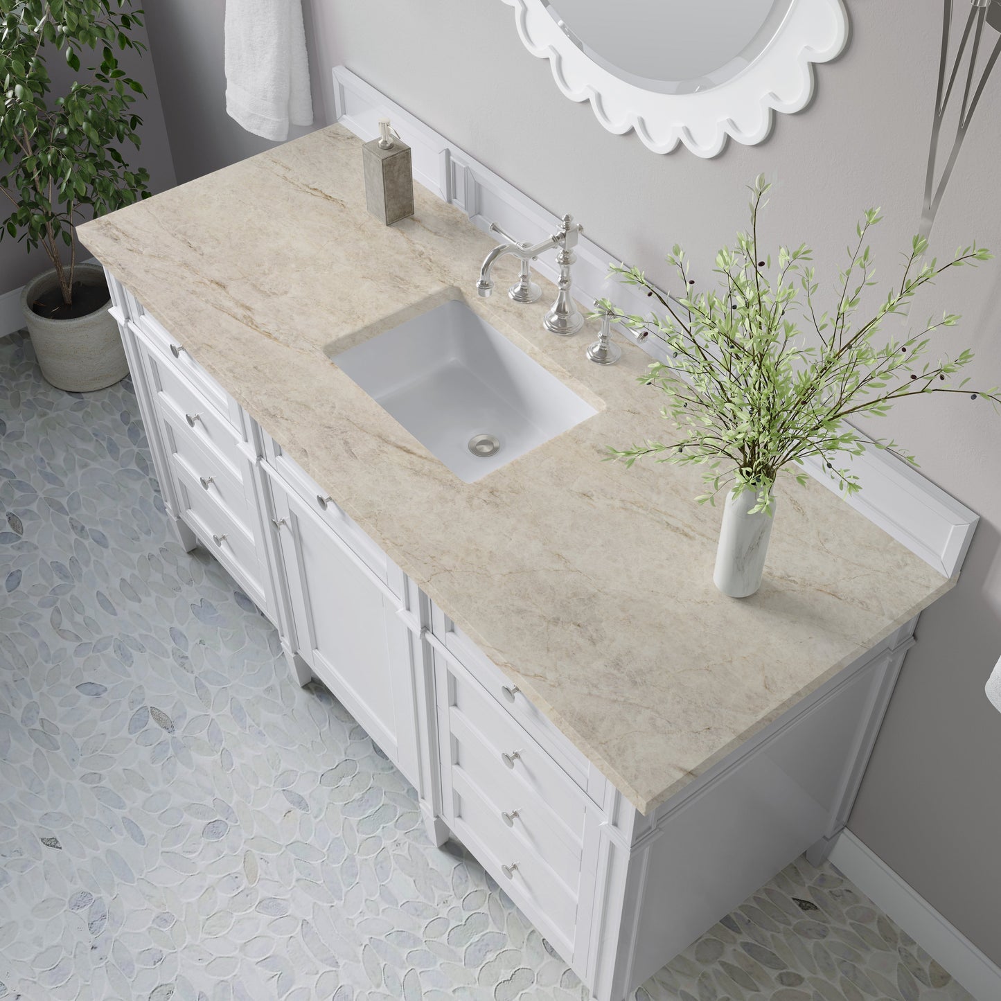 
                  
                    Brittany 60" Single Vanity in Bright White Single Bathroom Vanity James Martin Vanities Tajnar Eclos 
                  
                