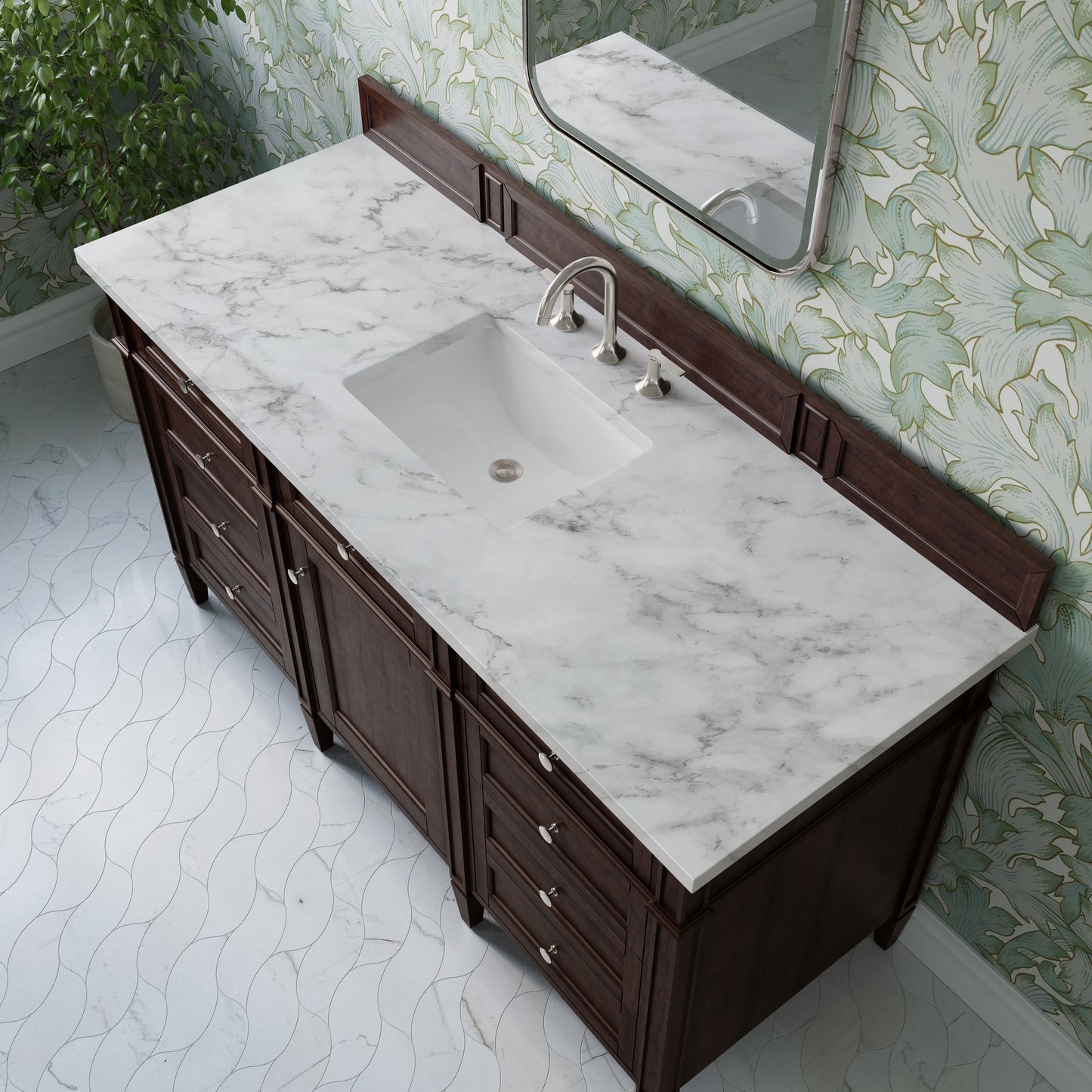 
                  
                    Brittany 60" Single Vanity in Burnished Mahogany Single Bathroom Vanity James Martin Vanities Carrara White Marble 
                  
                