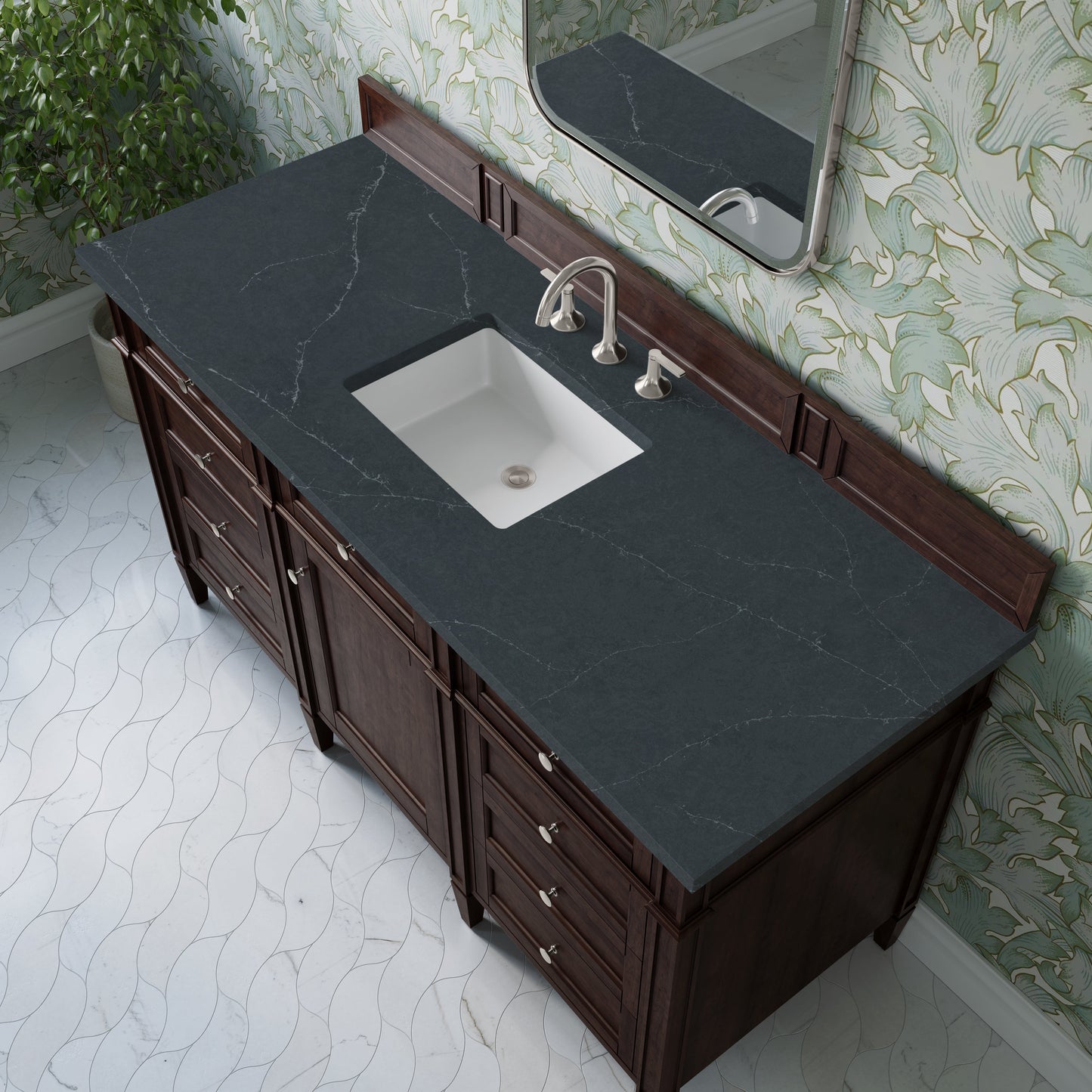 
                  
                    Brittany 60" Single Vanity in Burnished Mahogany Single Bathroom Vanity James Martin Vanities Charcoal Soapstone Silestone 
                  
                