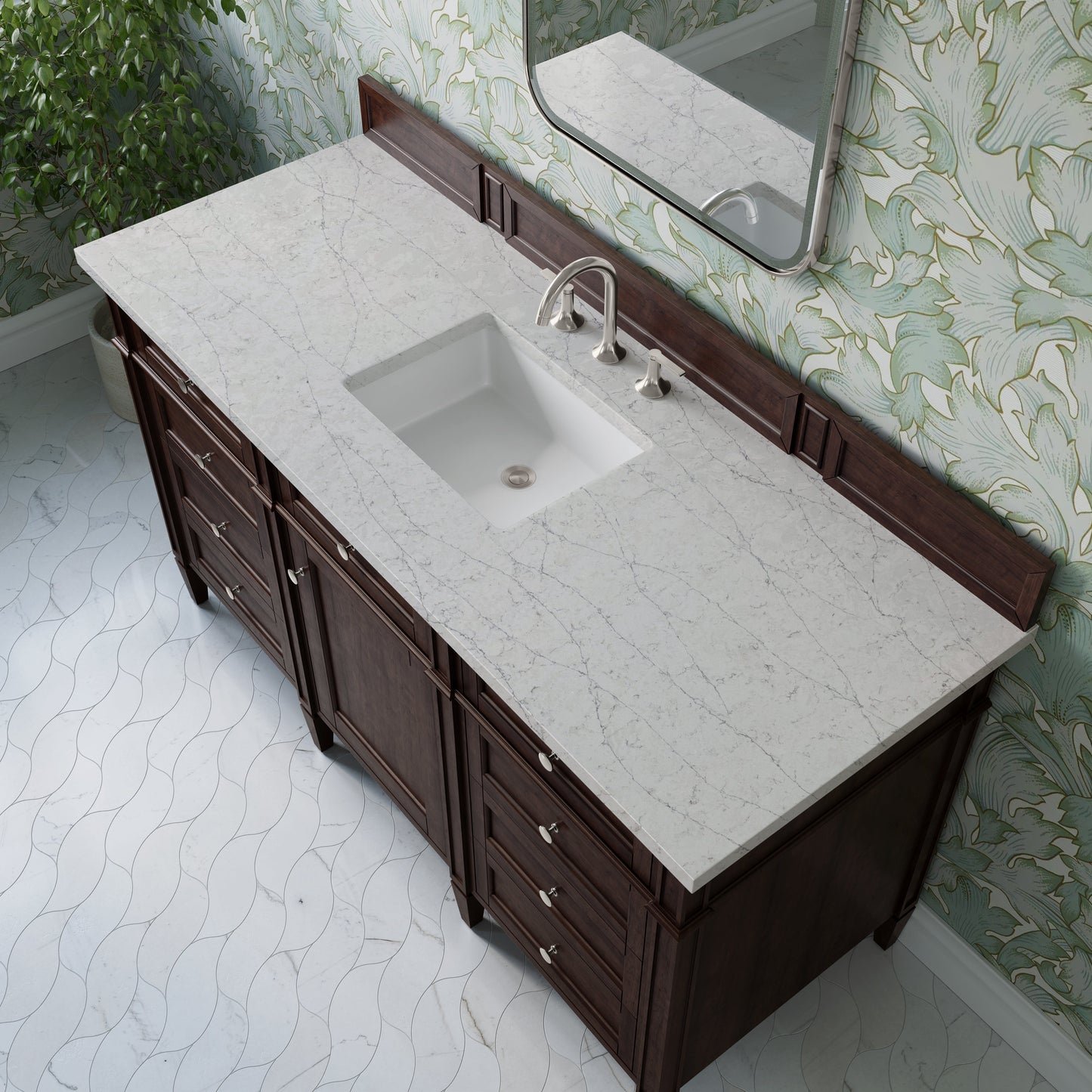 
                  
                    Brittany 60" Single Vanity in Burnished Mahogany Single Bathroom Vanity James Martin Vanities Eternal Jasmine Pearl Silestone 
                  
                