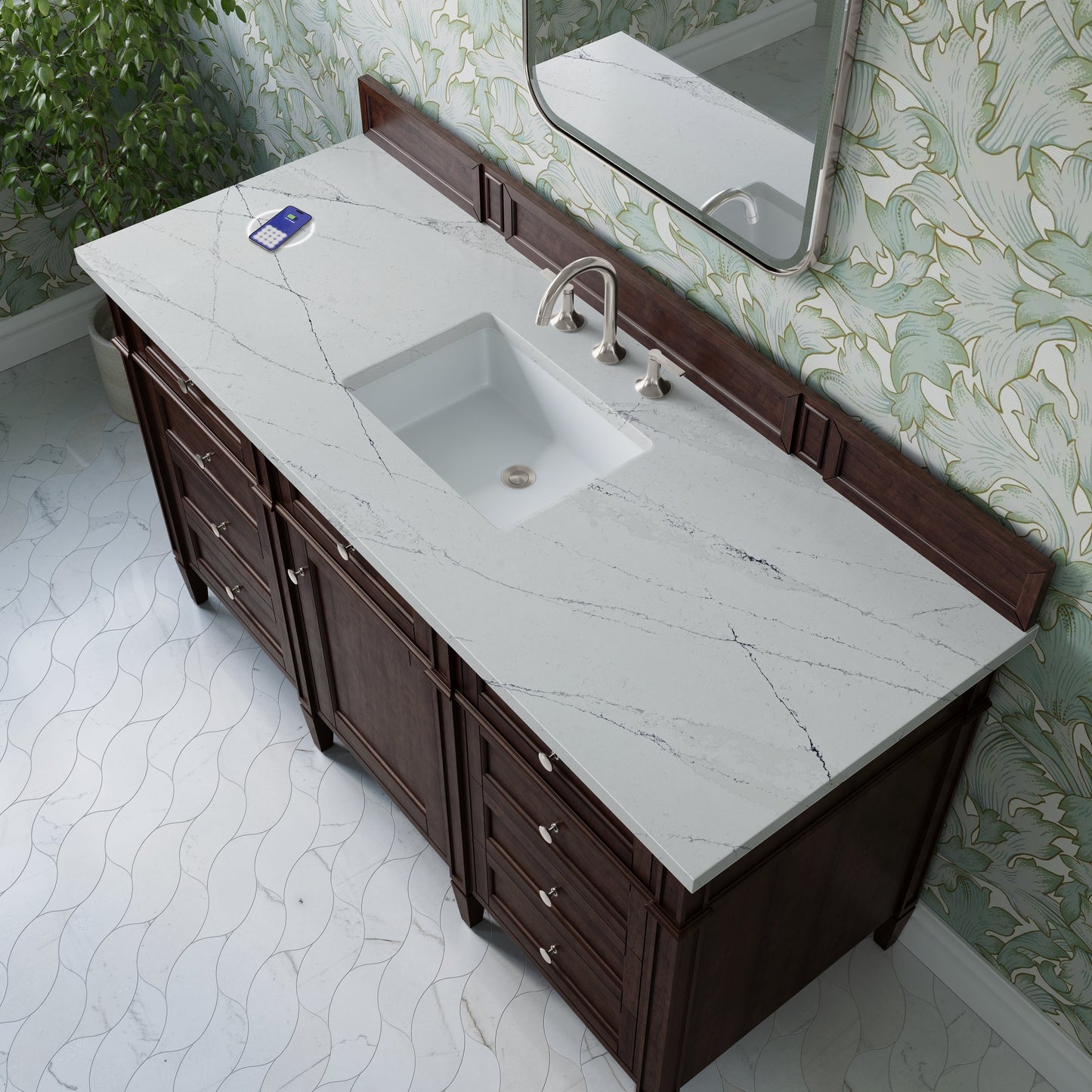 
                  
                    Brittany 60" Single Vanity in Burnished Mahogany Single Bathroom Vanity James Martin Vanities FreePower-Enabled Ethereal Noctis Silestone 
                  
                