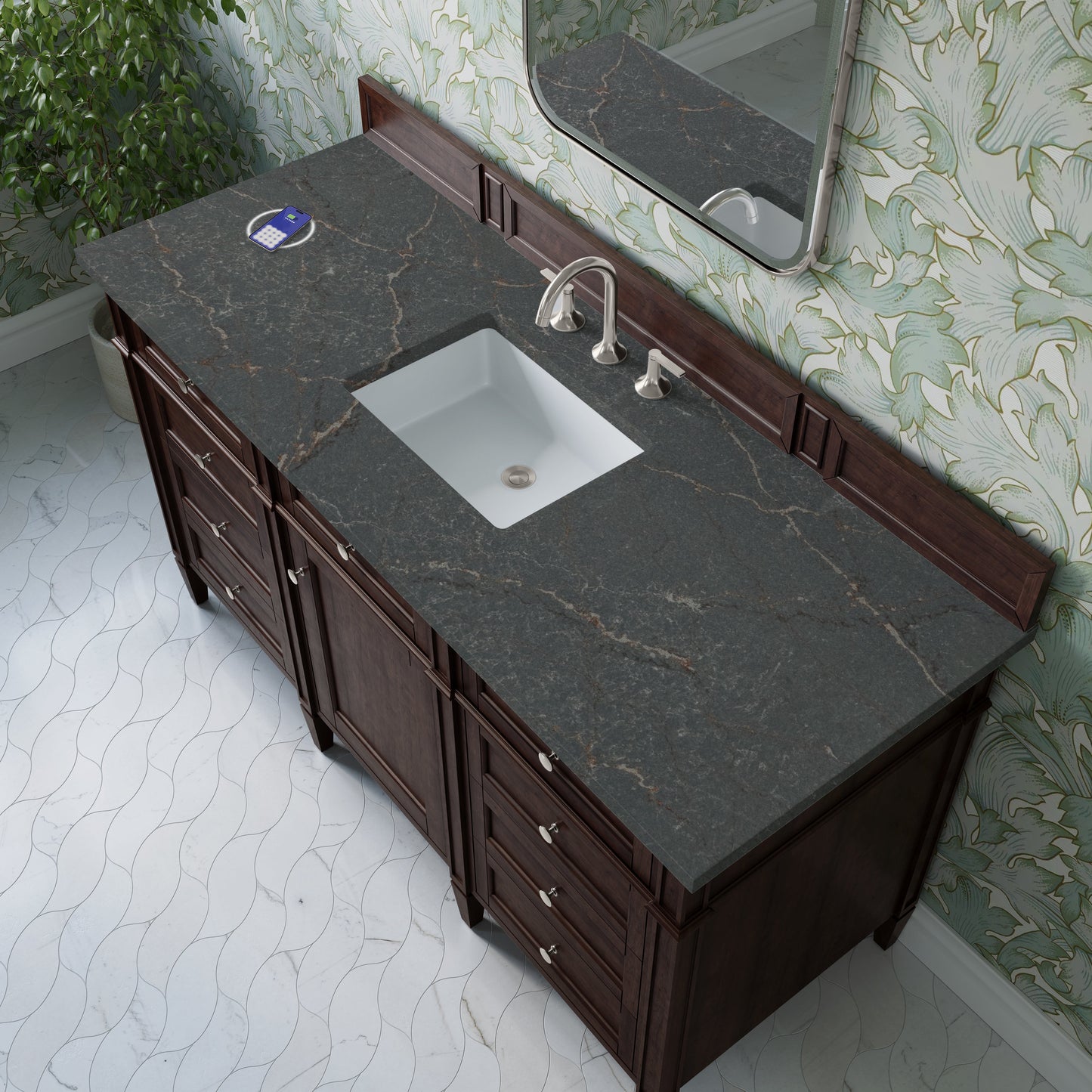 
                  
                    Brittany 60" Single Vanity in Burnished Mahogany Single Bathroom Vanity James Martin Vanities FreePower-Enabled Parisien Bleu Silestone 
                  
                
