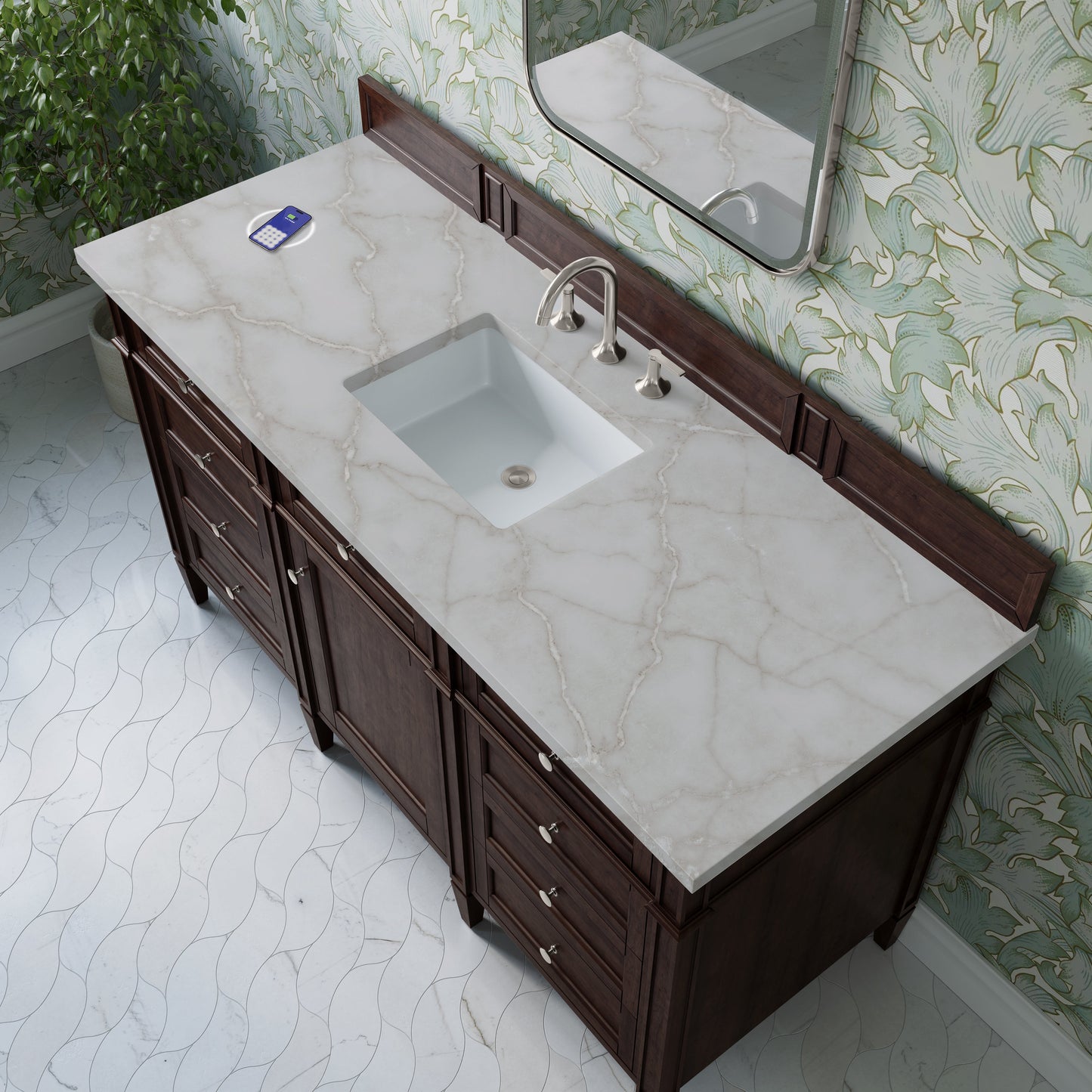 
                  
                    Brittany 60" Single Vanity in Burnished Mahogany Single Bathroom Vanity James Martin Vanities FreePower-Enabled Victorian Silver Silestone 
                  
                