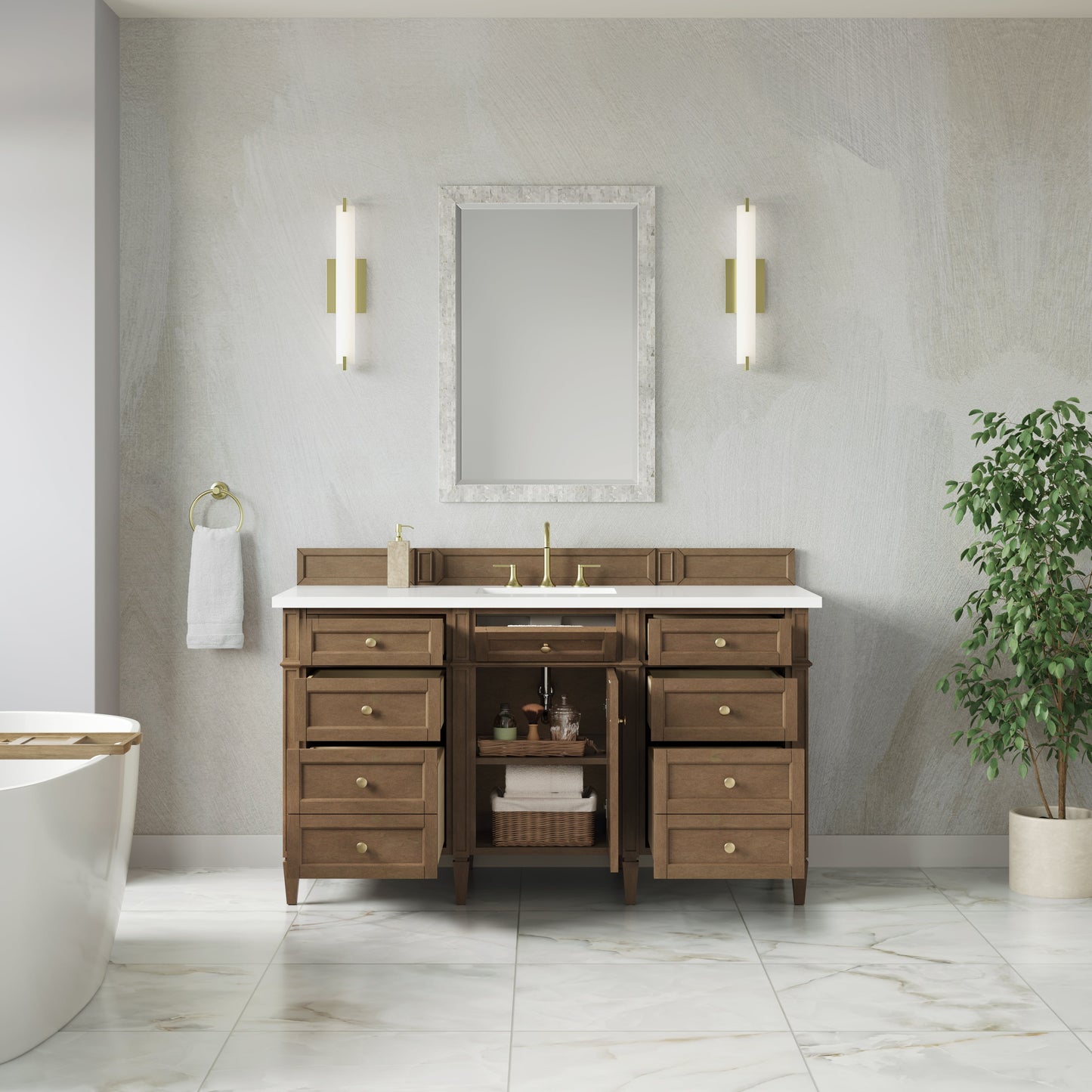 
                  
                    Brittany 60" Single Vanity in Pecan Single Bathroom Vanity James Martin Vanities 
                  
                