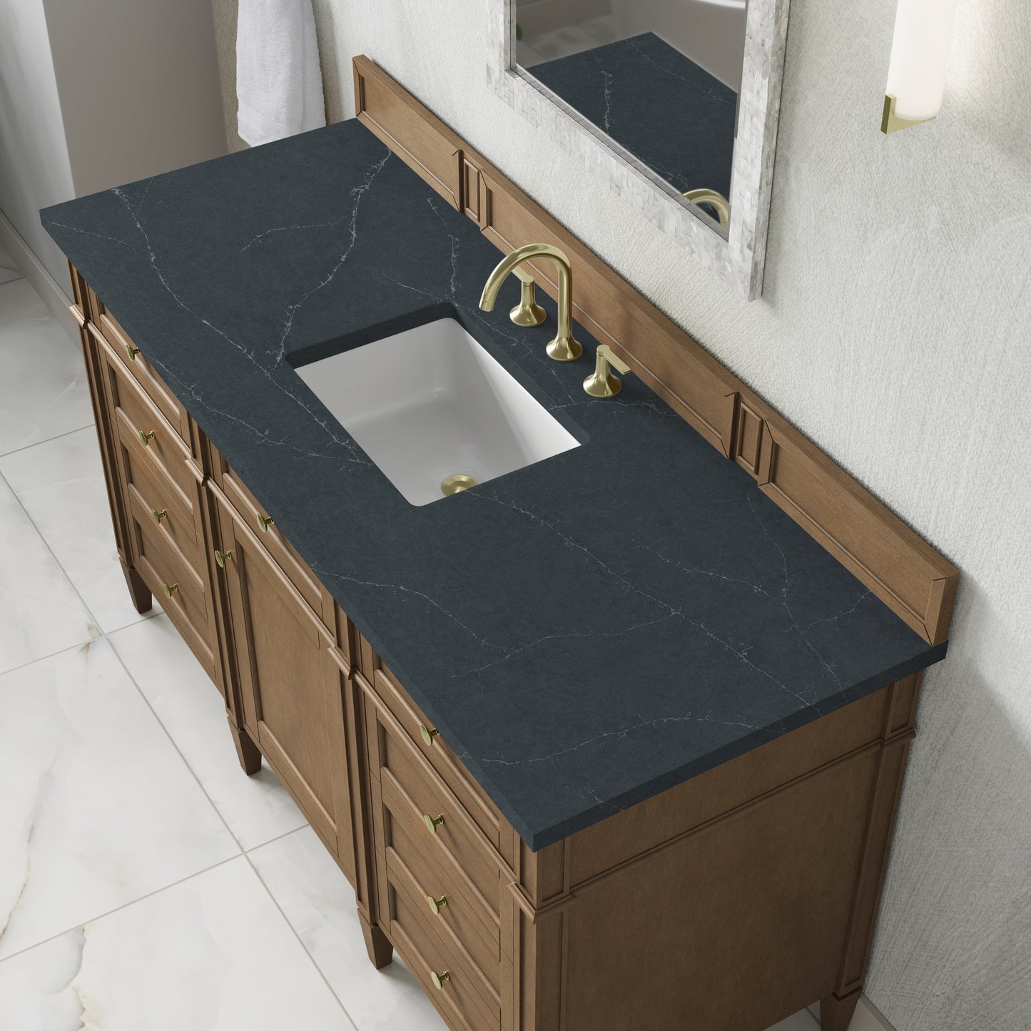 
                  
                    Brittany 60" Single Vanity in Pecan Single Bathroom Vanity James Martin Vanities Charcoal Soapstone Silestone 
                  
                