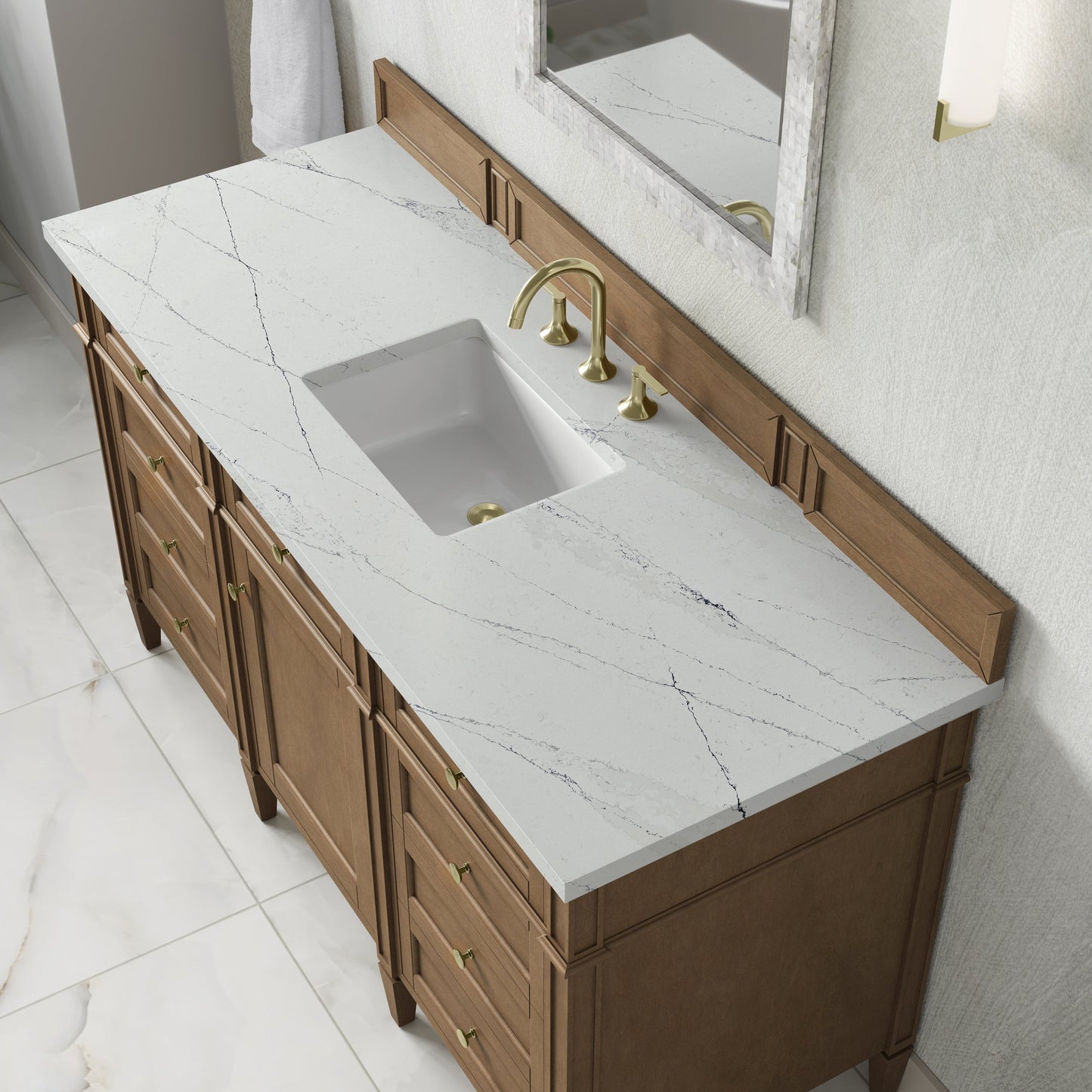 
                  
                    Brittany 60" Single Vanity in Pecan Single Bathroom Vanity James Martin Vanities Ethereal Noctis Silestone 
                  
                