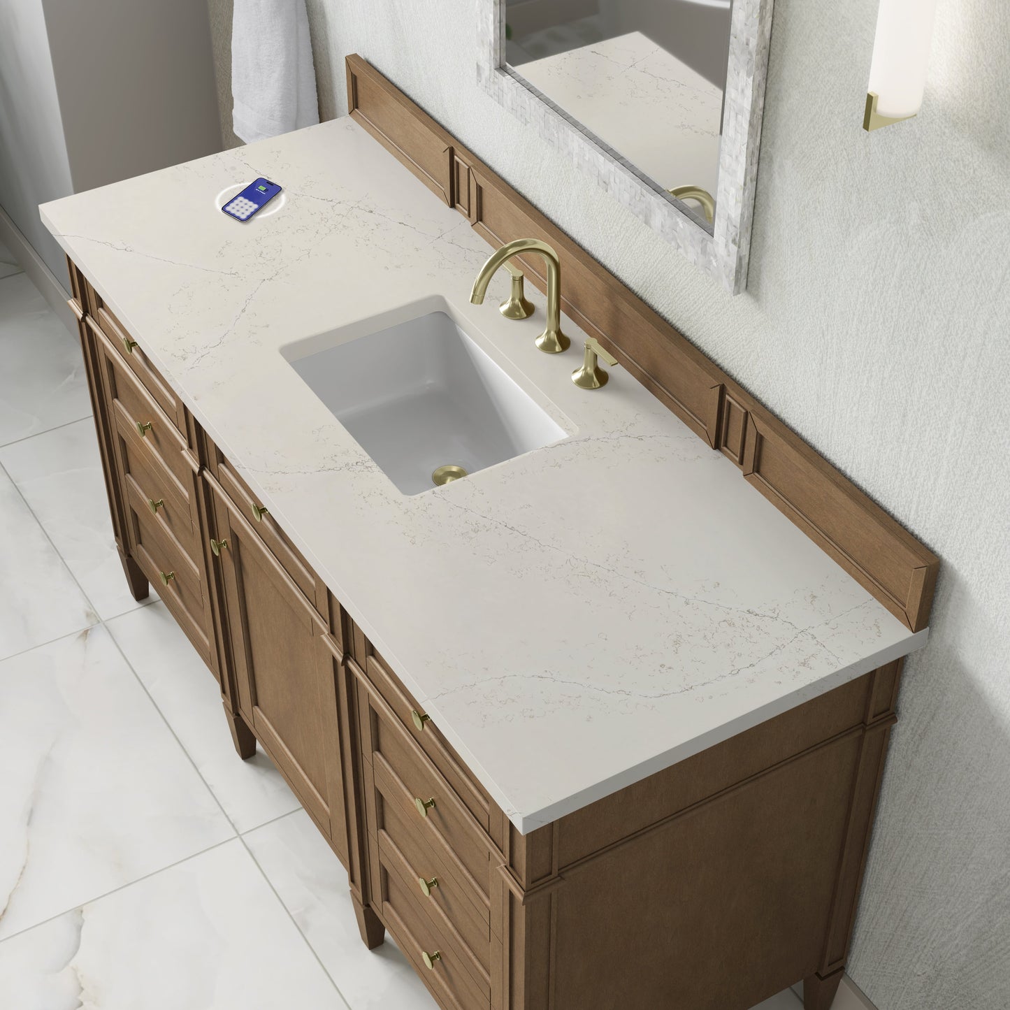 
                  
                    Brittany 60" Single Vanity in Pecan Single Bathroom Vanity James Martin Vanities FreePower-Enabled Siberian Silestone 
                  
                