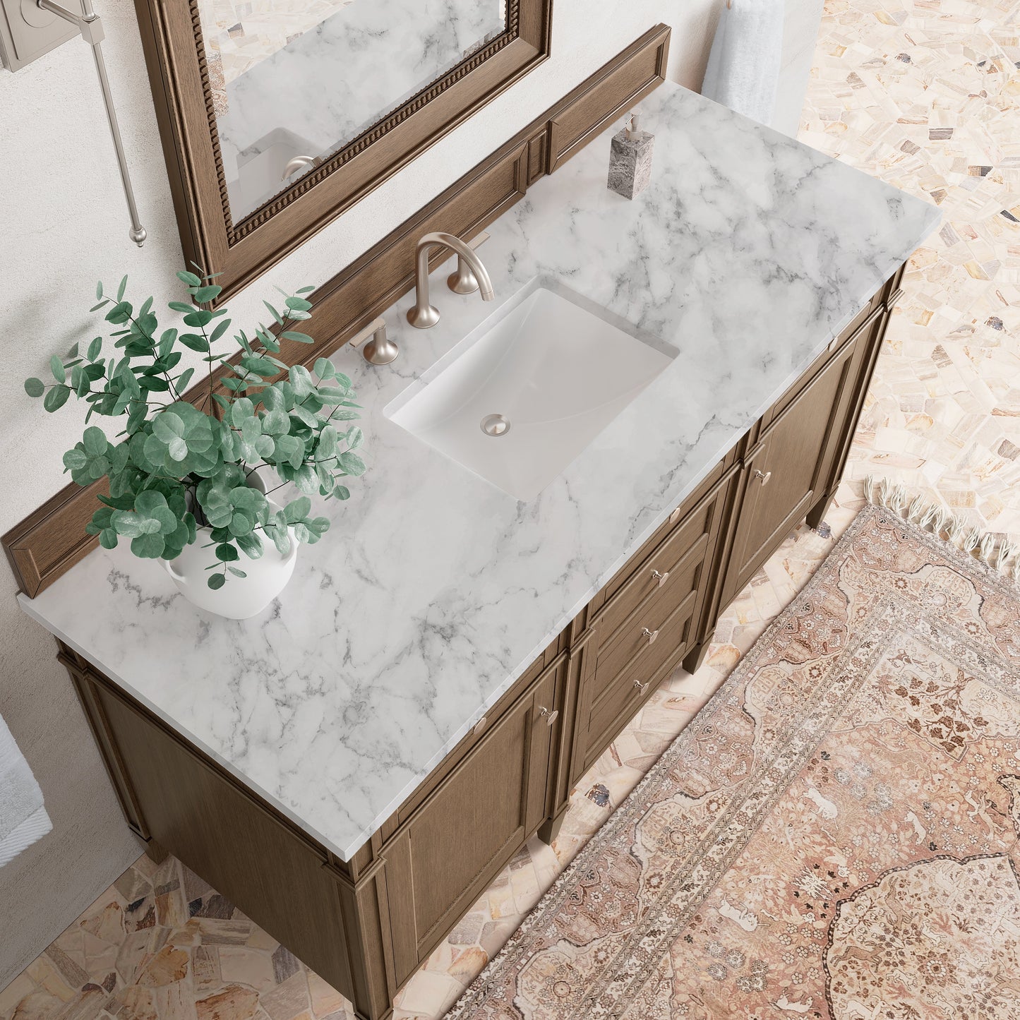 
                  
                    Brittany 60" Single Vanity in Saddle Brown Single Bathroom Vanity James Martin Vanities Carrara White Marble 
                  
                