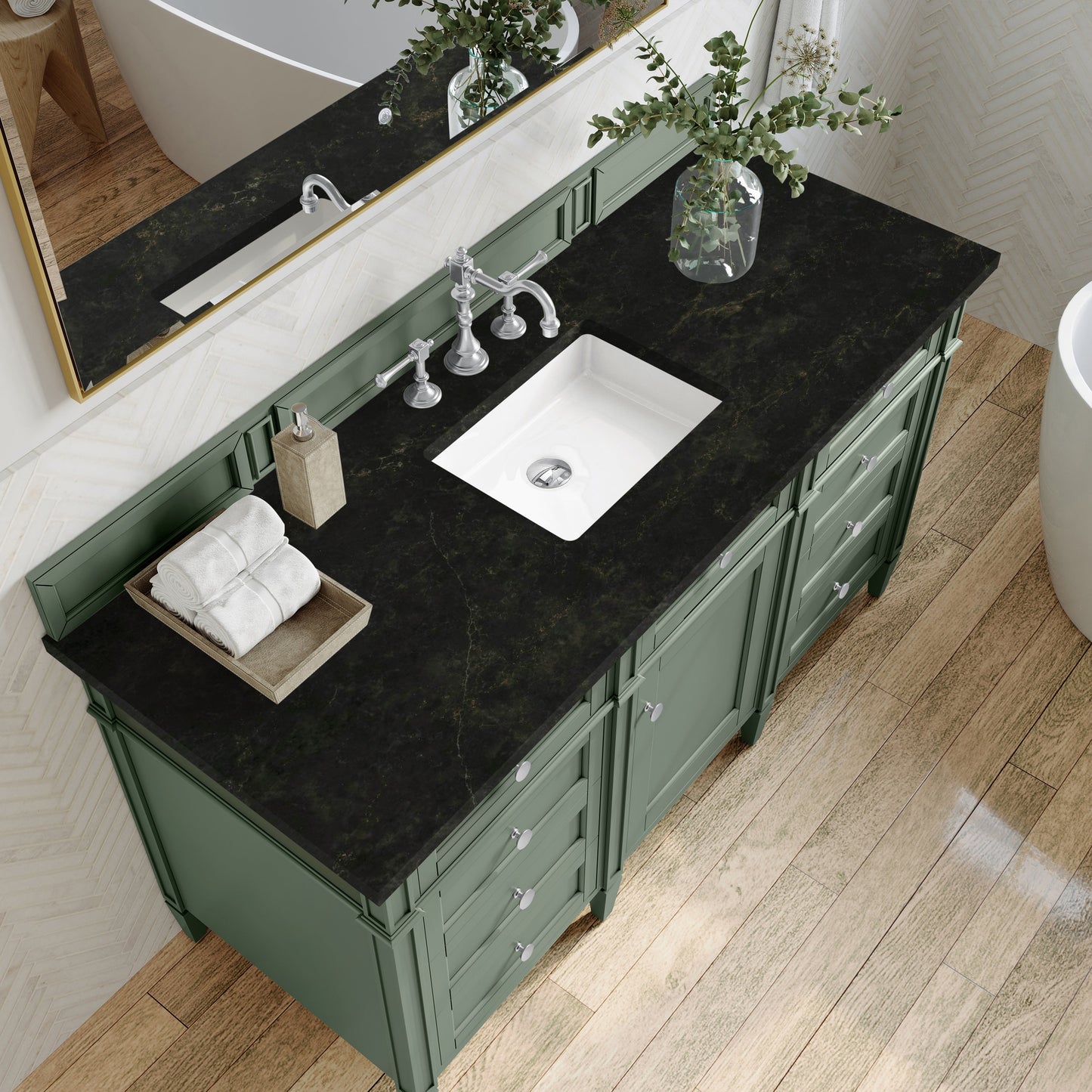 
                  
                    Brittany 60" Single Vanity in Smokey Celadon Single Bathroom Vanity James Martin Vanities Phantome Eclos 
                  
                