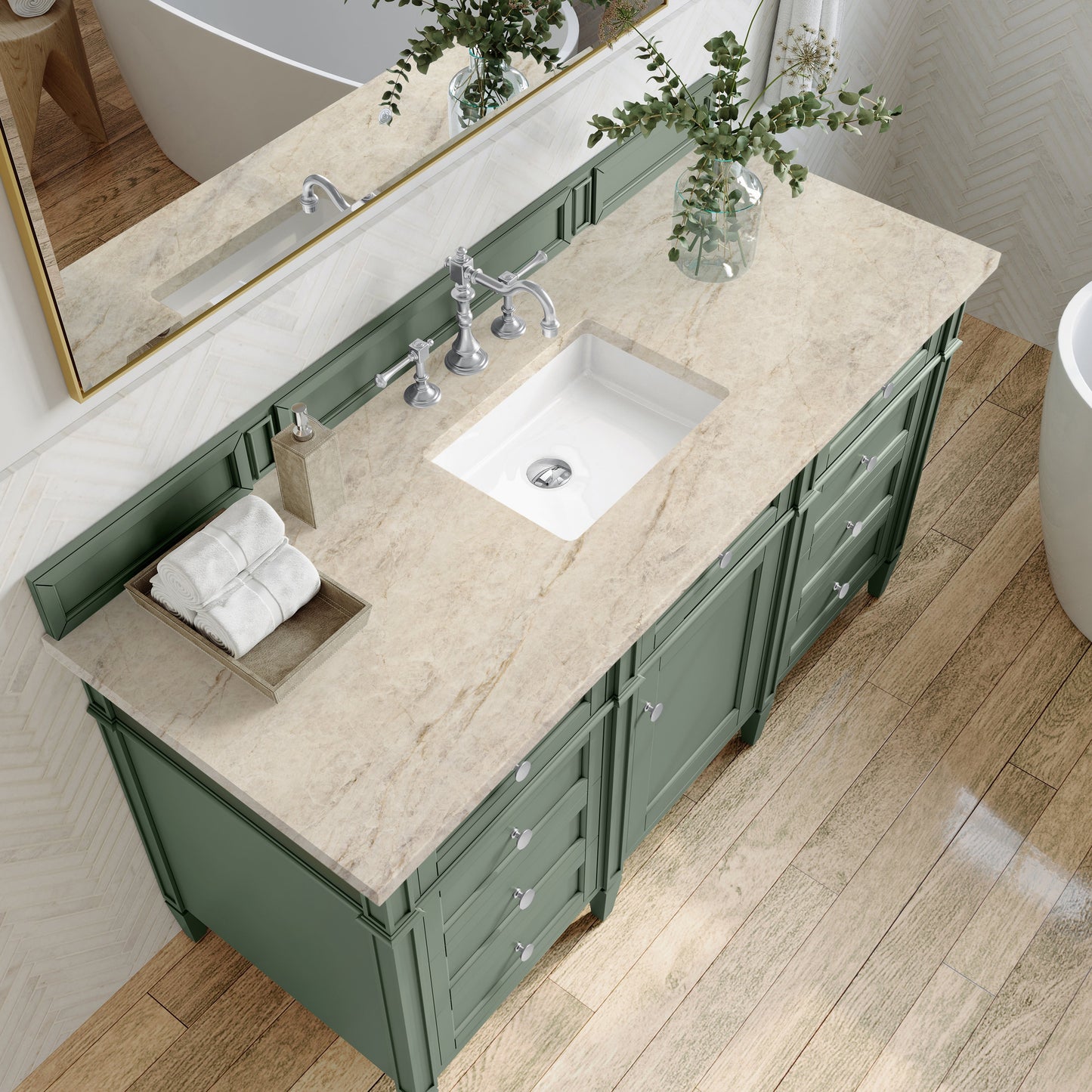 
                  
                    Brittany 60" Single Vanity in Smokey Celadon Single Bathroom Vanity James Martin Vanities Tajnar Eclos 
                  
                