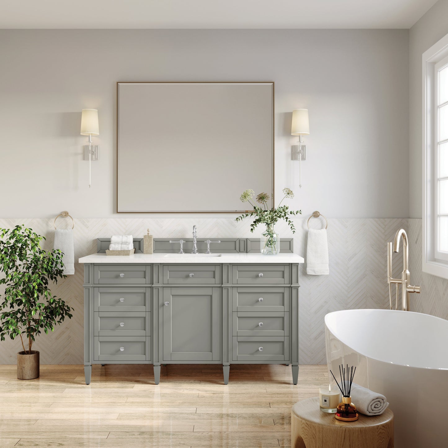 Brittany 60" Single Vanity in Urban Gray Single Bathroom Vanity James Martin Vanities 