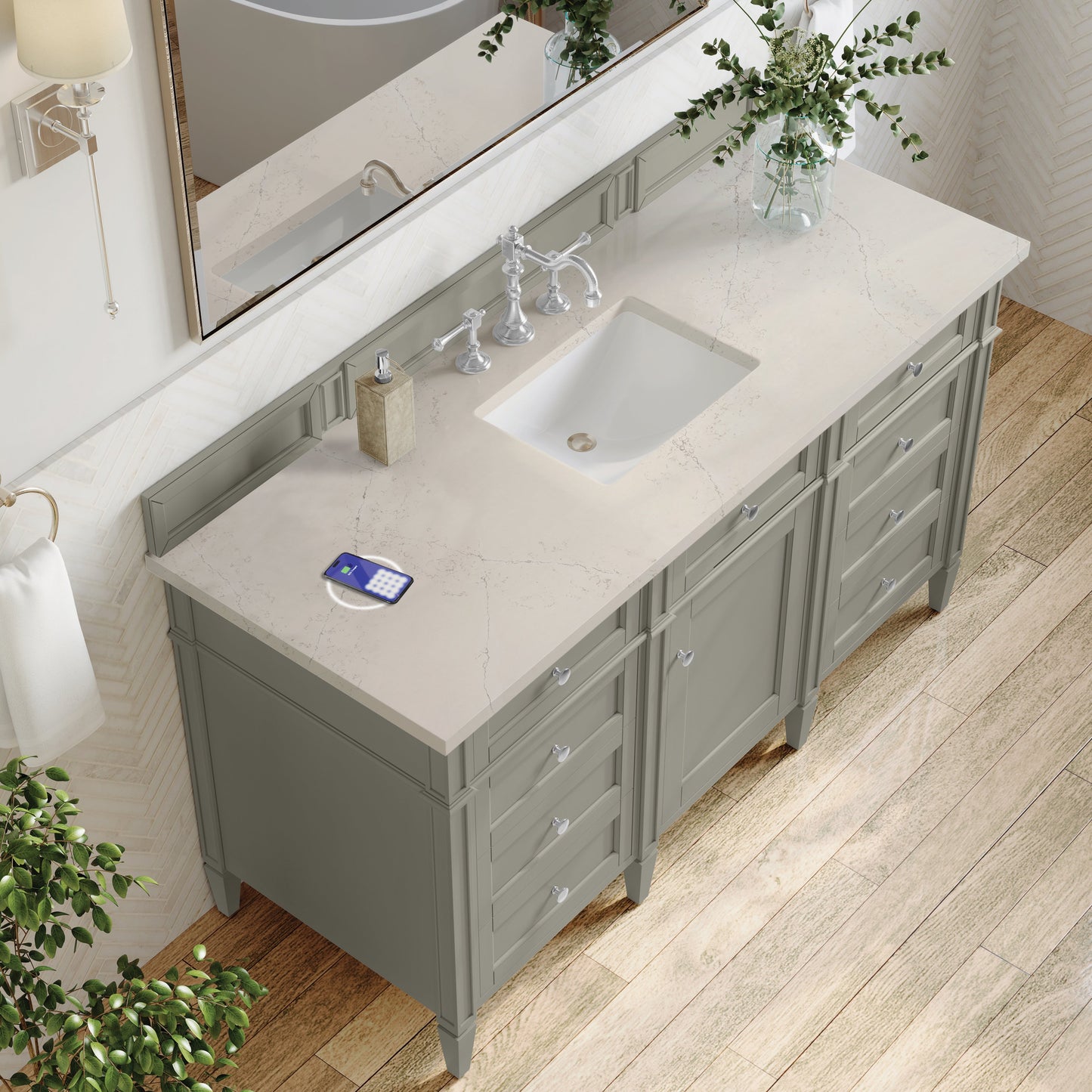 
                  
                    Brittany 60" Single Vanity in Urban Gray Single Bathroom Vanity James Martin Vanities FreePower-Enabled Siberian Silestone 
                  
                
