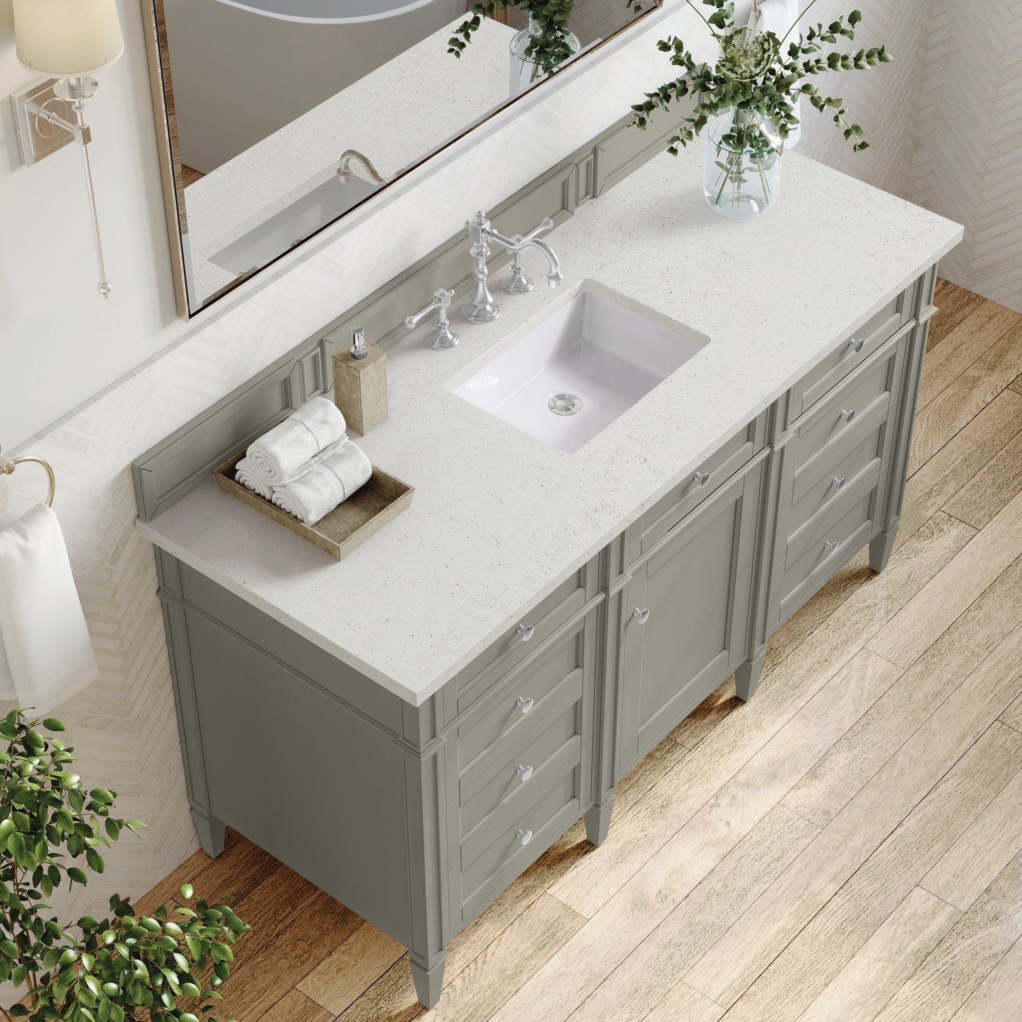 
                  
                    Brittany 60" Single Vanity in Urban Gray Single Bathroom Vanity James Martin Vanities Lime Delight Silestone 
                  
                
