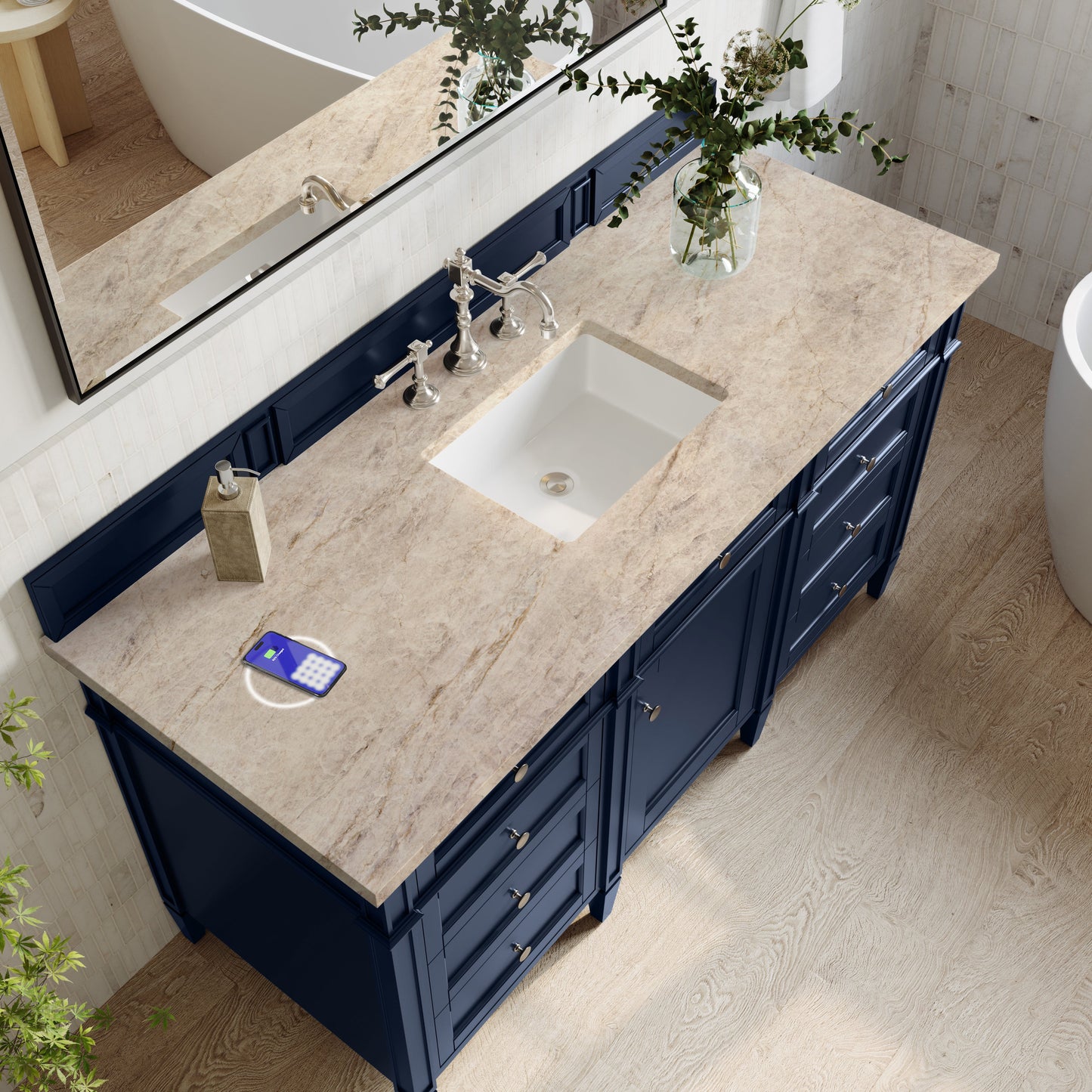 
                  
                    Brittany 60" Single Vanity in Victory Blue Single Bathroom Vanity James Martin Vanities FreePower-Enabled Tajnar Eclos 
                  
                