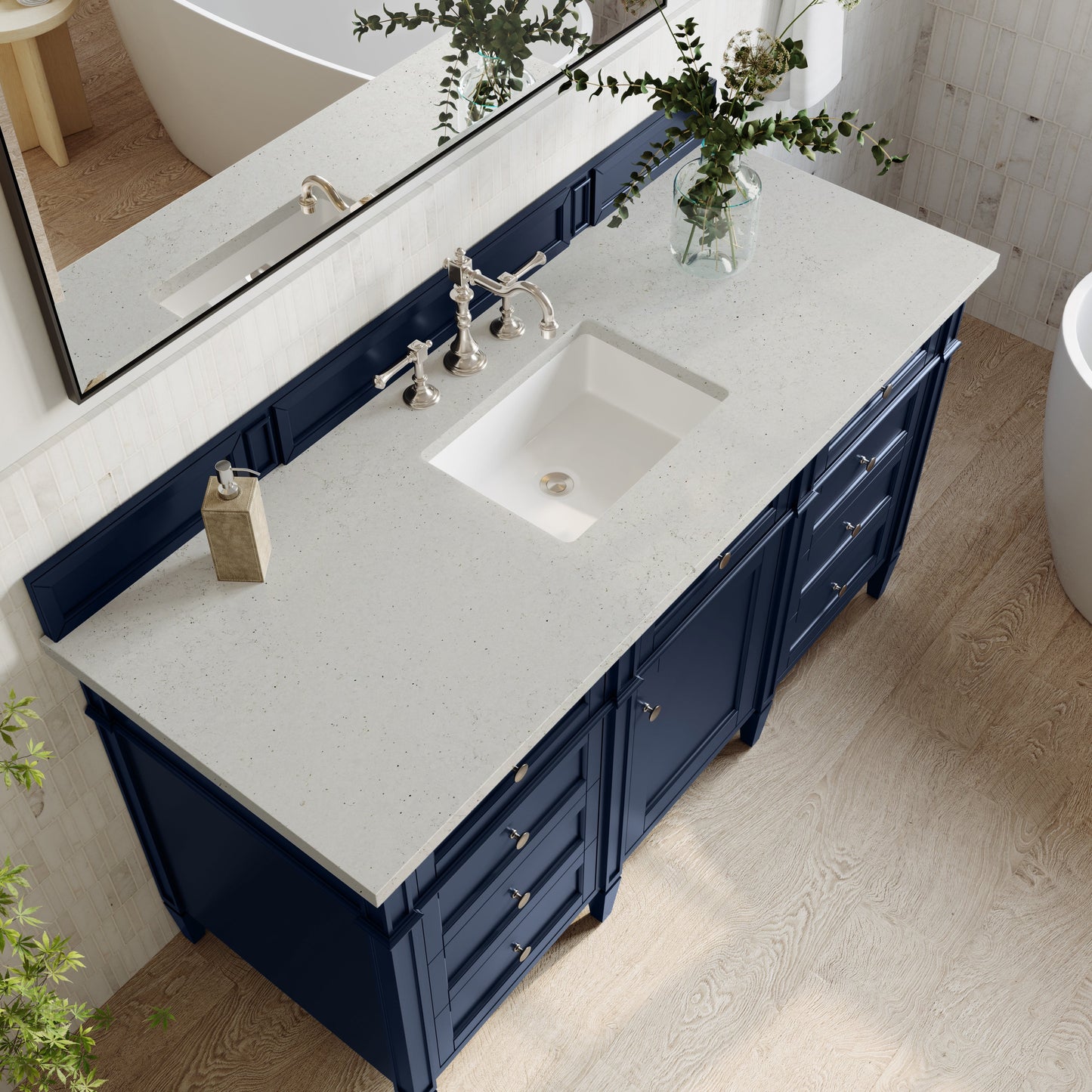 
                  
                    Brittany 60" Single Vanity in Victory Blue Single Bathroom Vanity James Martin Vanities Lime Delight Silestone 
                  
                