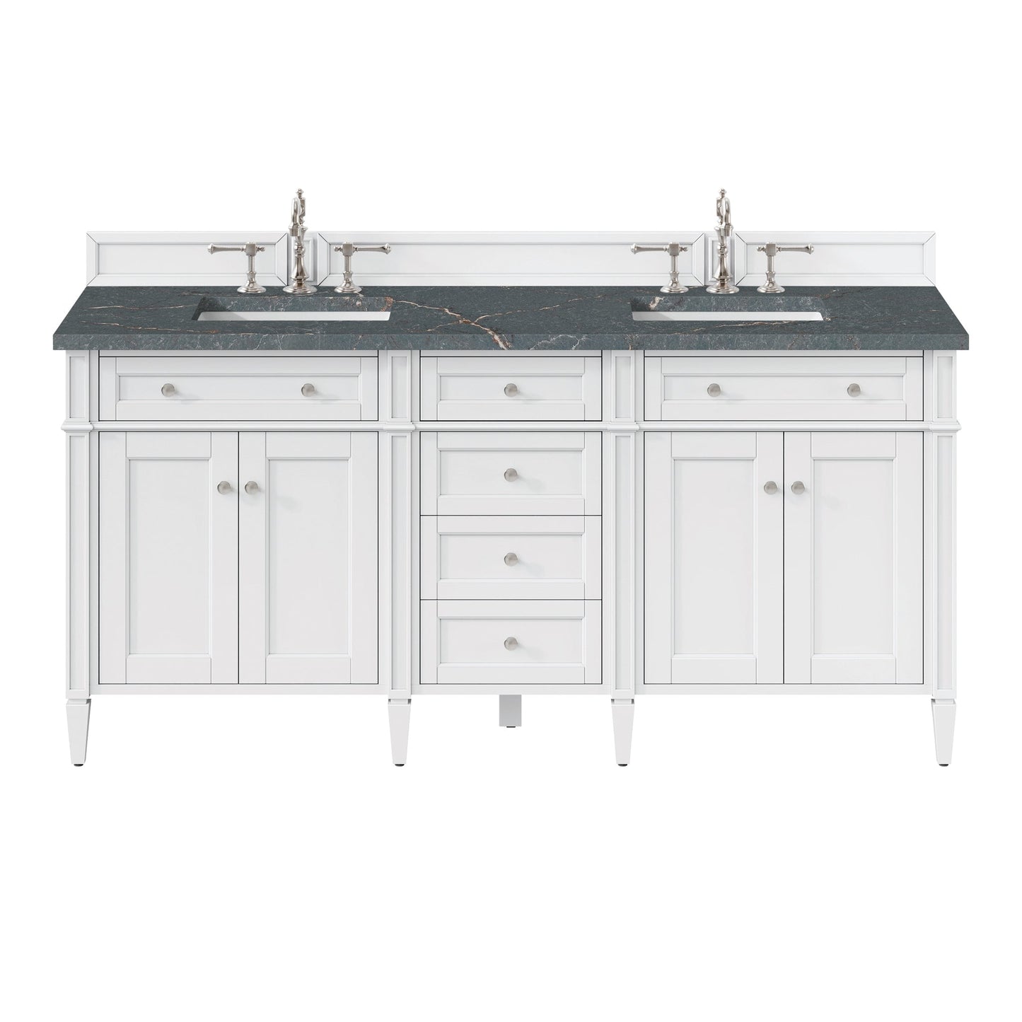 
                  
                    Brittany 72" Double Bathroom Vanity in Bright White Double bathroom Vanity James Martin Vanities Parisien Bleu Silestone 
                  
                