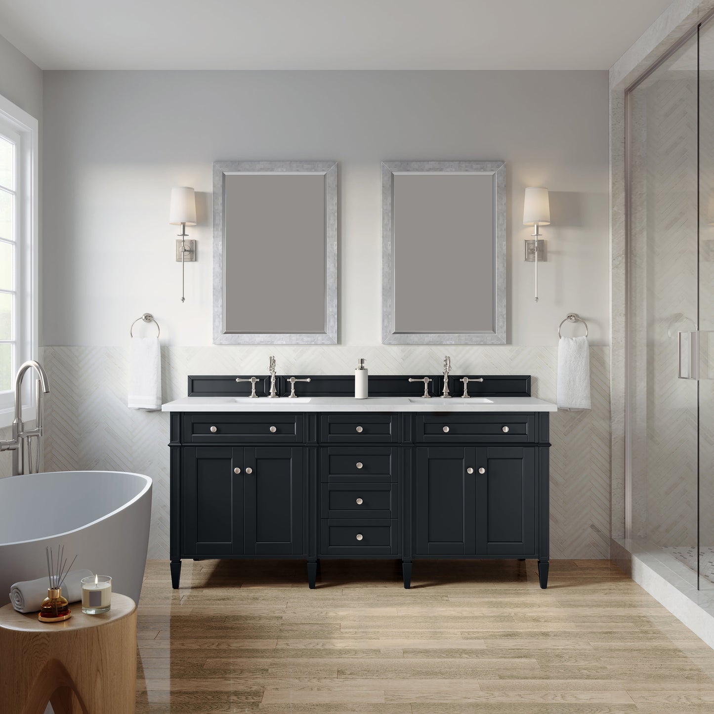 Brittany 72" Double Vanity in Black Onyx Double bathroom Vanity James Martin Vanities 