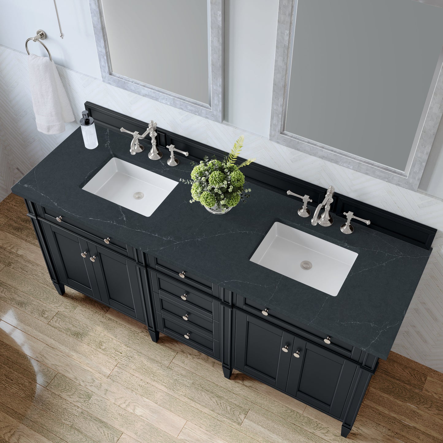 
                  
                    Brittany 72" Double Vanity in Black Onyx Double bathroom Vanity James Martin Vanities Charcoal Soapstone Silestone 
                  
                