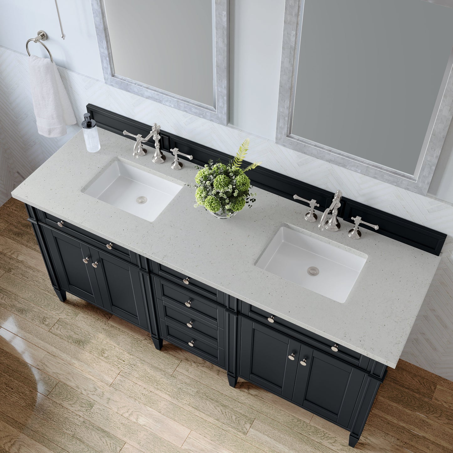 
                  
                    Brittany 72" Double Vanity in Black Onyx Double bathroom Vanity James Martin Vanities Lime Delight Silestone 
                  
                