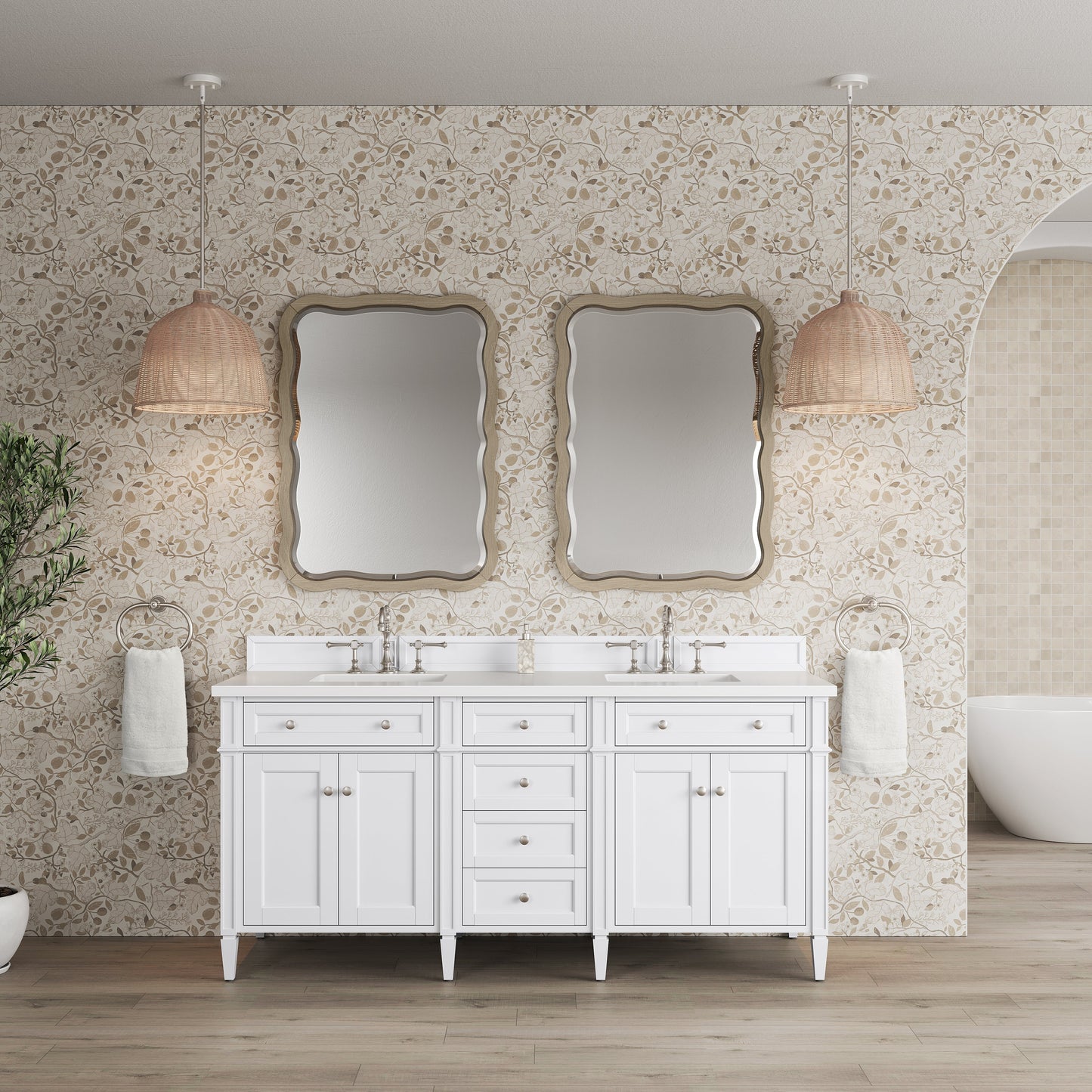 
                  
                    Brittany 72" Double Vanity in Bright White Double bathroom Vanity James Martin Vanities 
                  
                