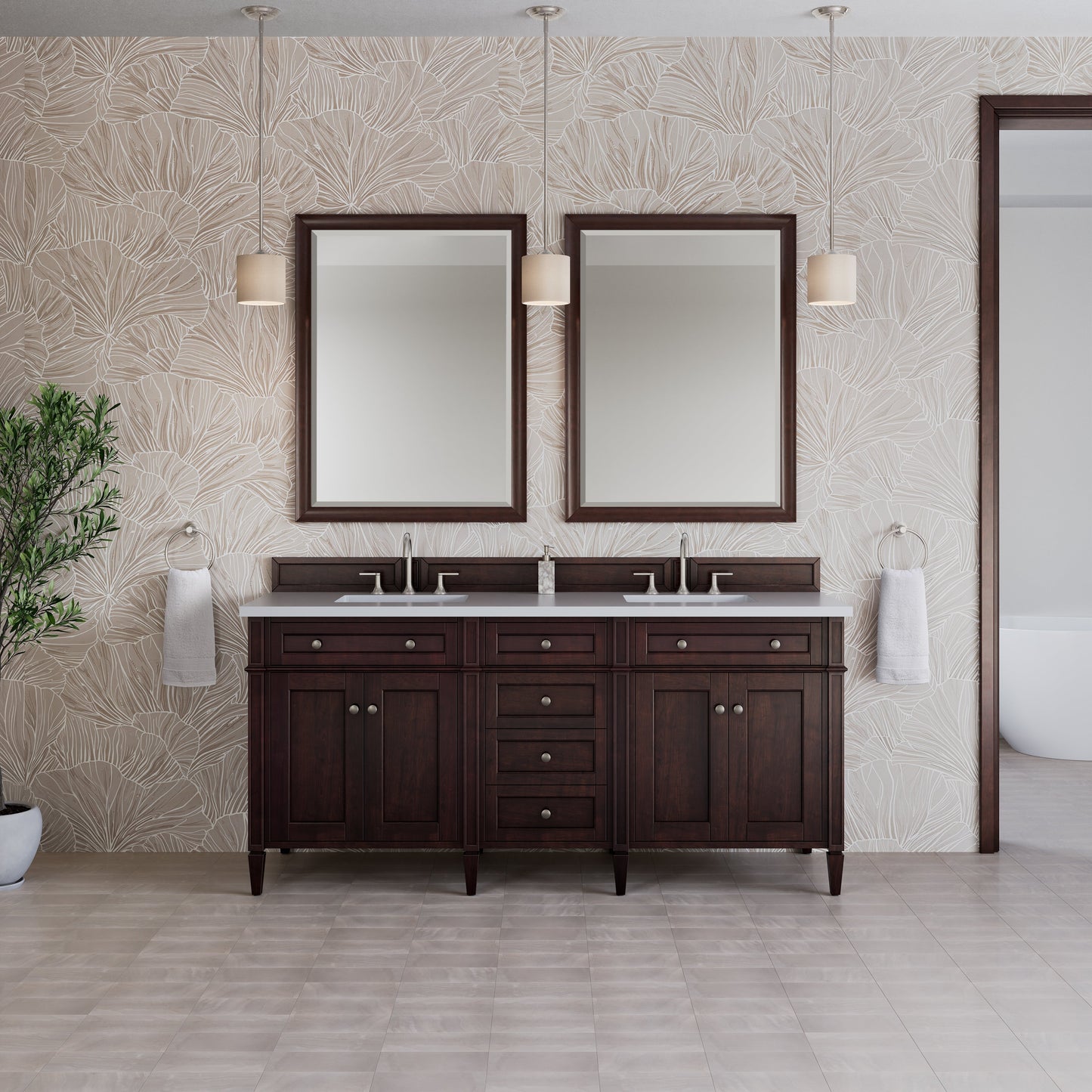 Brittany 72" Double Vanity in Burnished Mahogany Double bathroom Vanity James Martin Vanities 