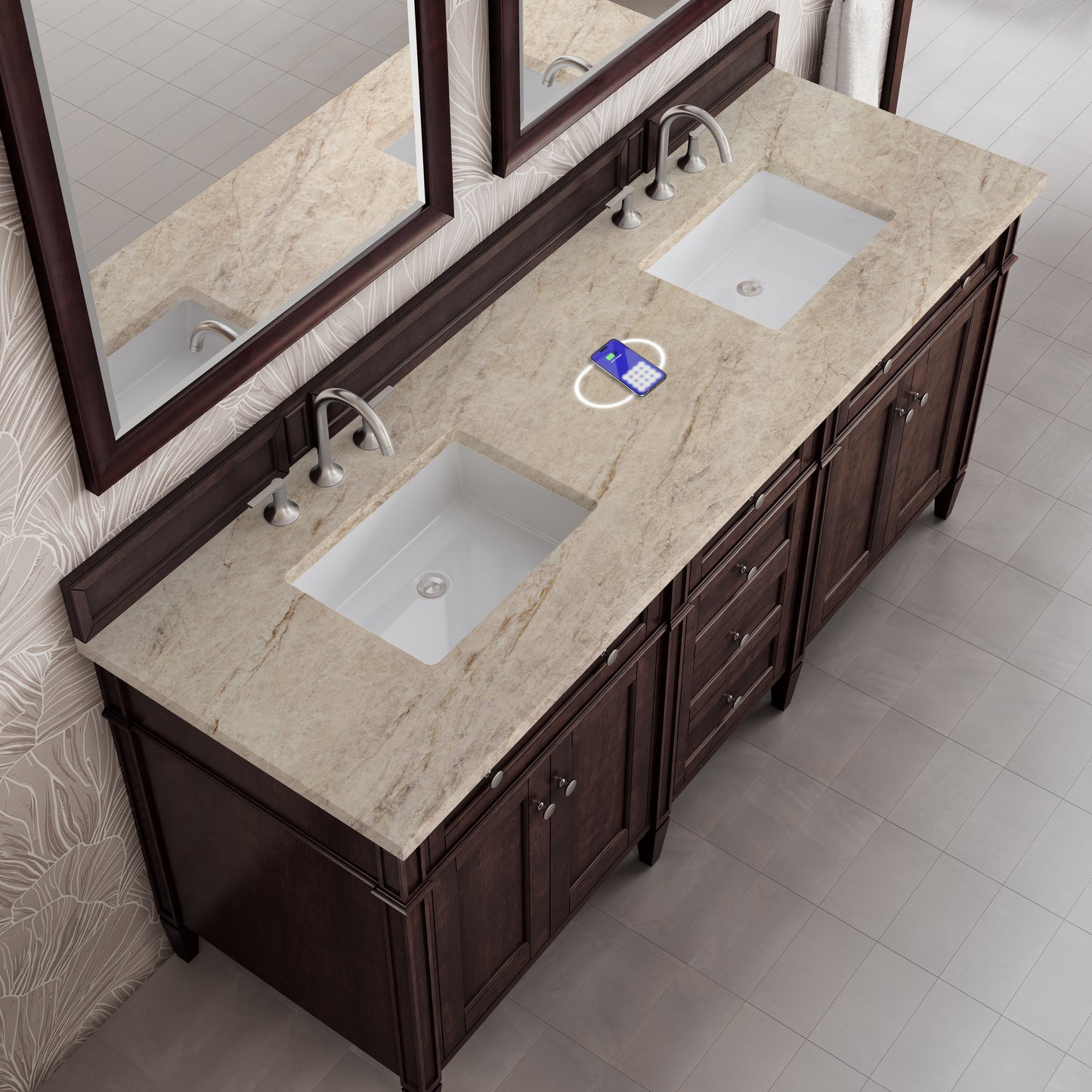 
                  
                    Brittany 72" Double Vanity in Burnished Mahogany Double bathroom Vanity James Martin Vanities FreePower-Enabled Tajnar Eclos 
                  
                