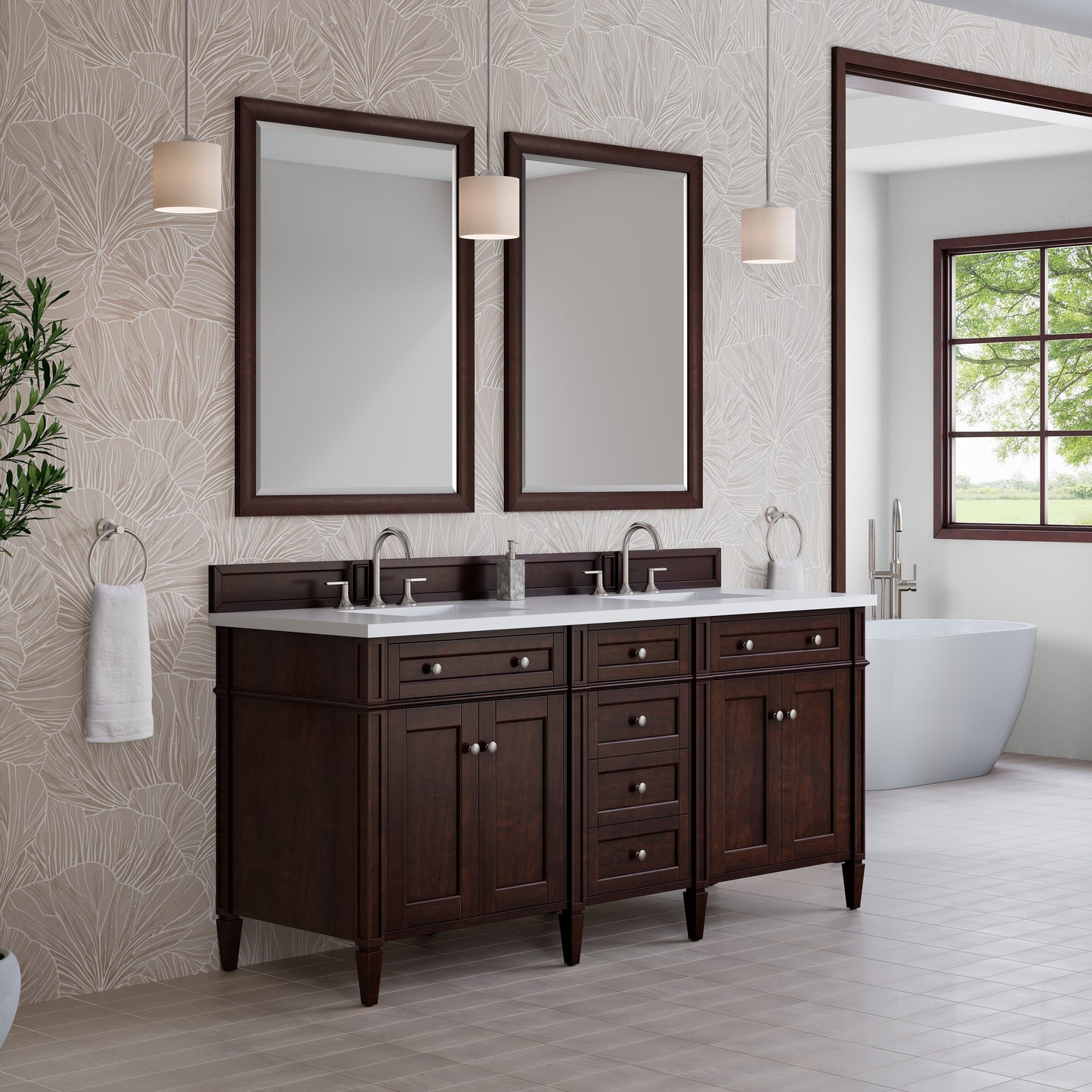 
                  
                    Brittany 72" Double Vanity in Burnished Mahogany Double bathroom Vanity James Martin Vanities Select Your Top 
                  
                
