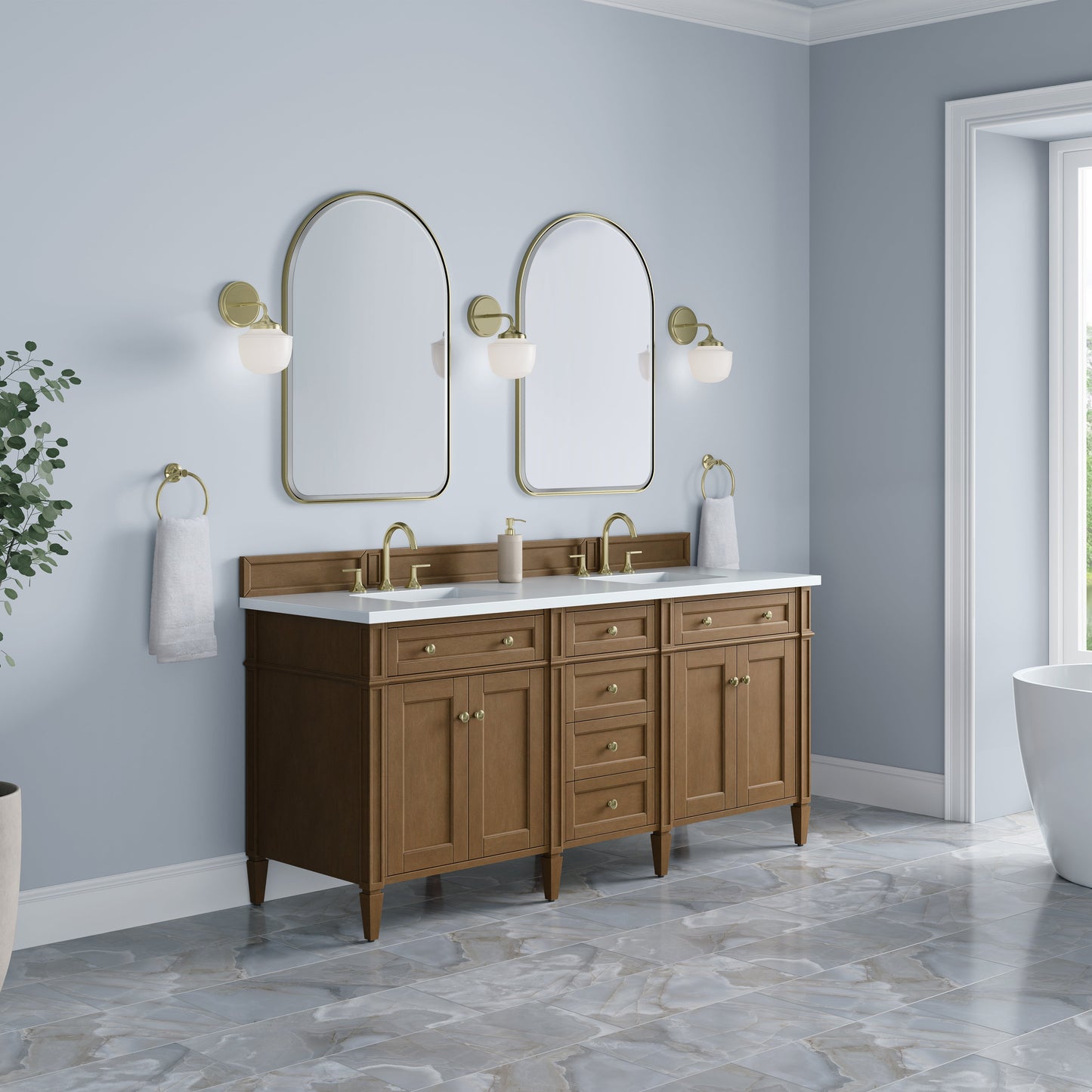 
                  
                    Brittany 72" Double Vanity in Pecan Double bathroom Vanity James Martin Vanities 
                  
                