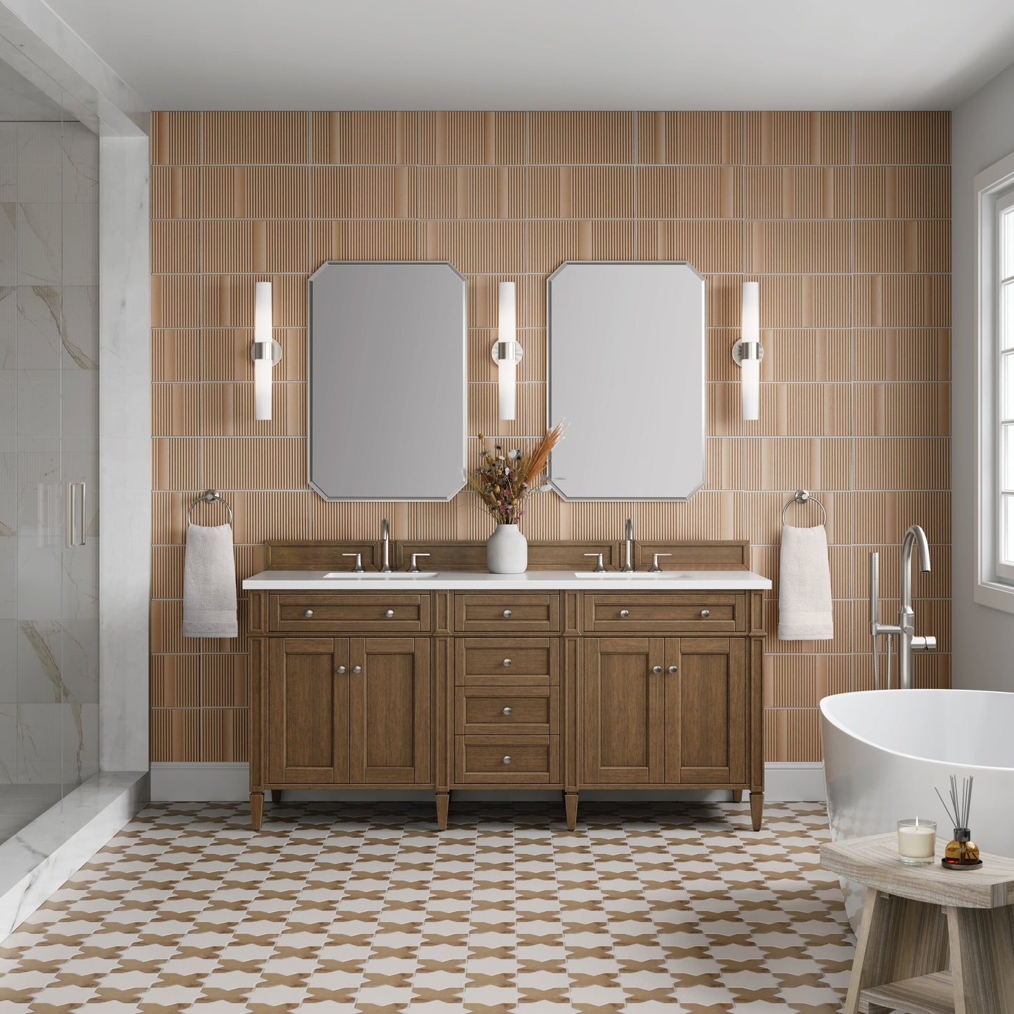 
                  
                    Brittany 72" Double Vanity in Saddle Brown Double Bathroom Vanity James Martin Vanities 
                  
                