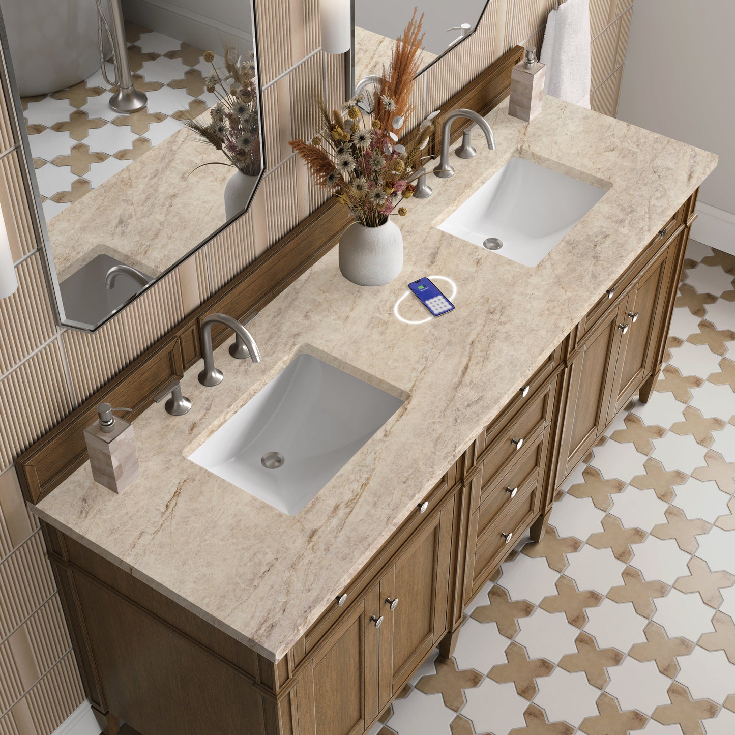 
                  
                    Brittany 72" Double Vanity in Saddle Brown Double Bathroom Vanity James Martin Vanities FreePower-Enabled Tajnar Eclos 
                  
                