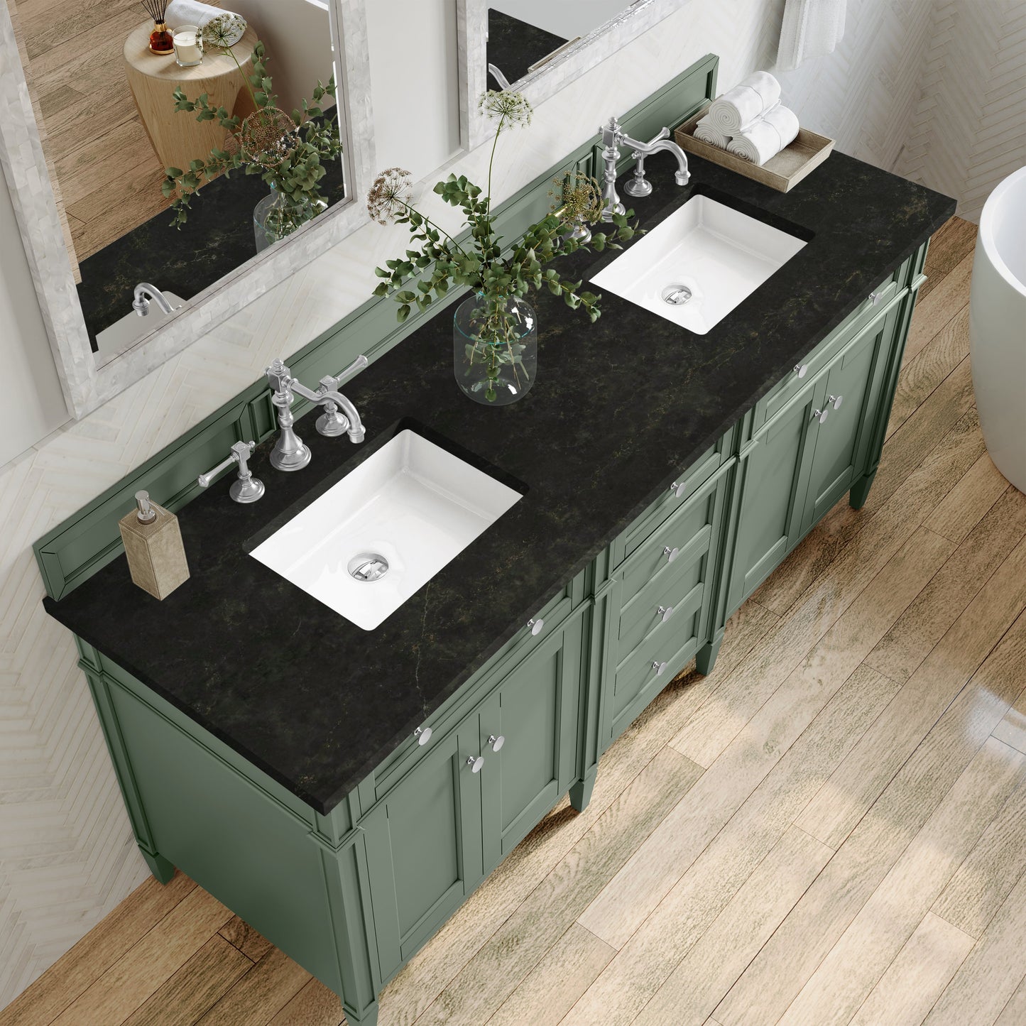 
                  
                    Brittany 72" Double Vanity in Smokey Celadon Double bathroom Vanity James Martin Vanities Phantome Eclos 
                  
                