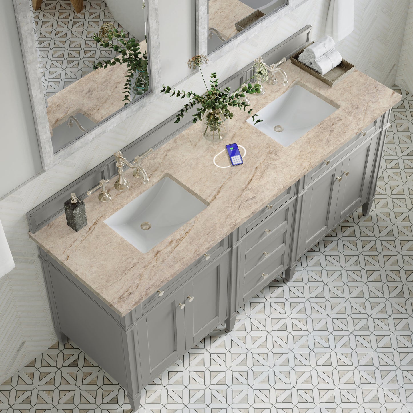 
                  
                    Brittany 72" Double Vanity in Urban Gray Double bathroom Vanity James Martin Vanities FreePower-Enabled Tajnar Eclos 
                  
                
