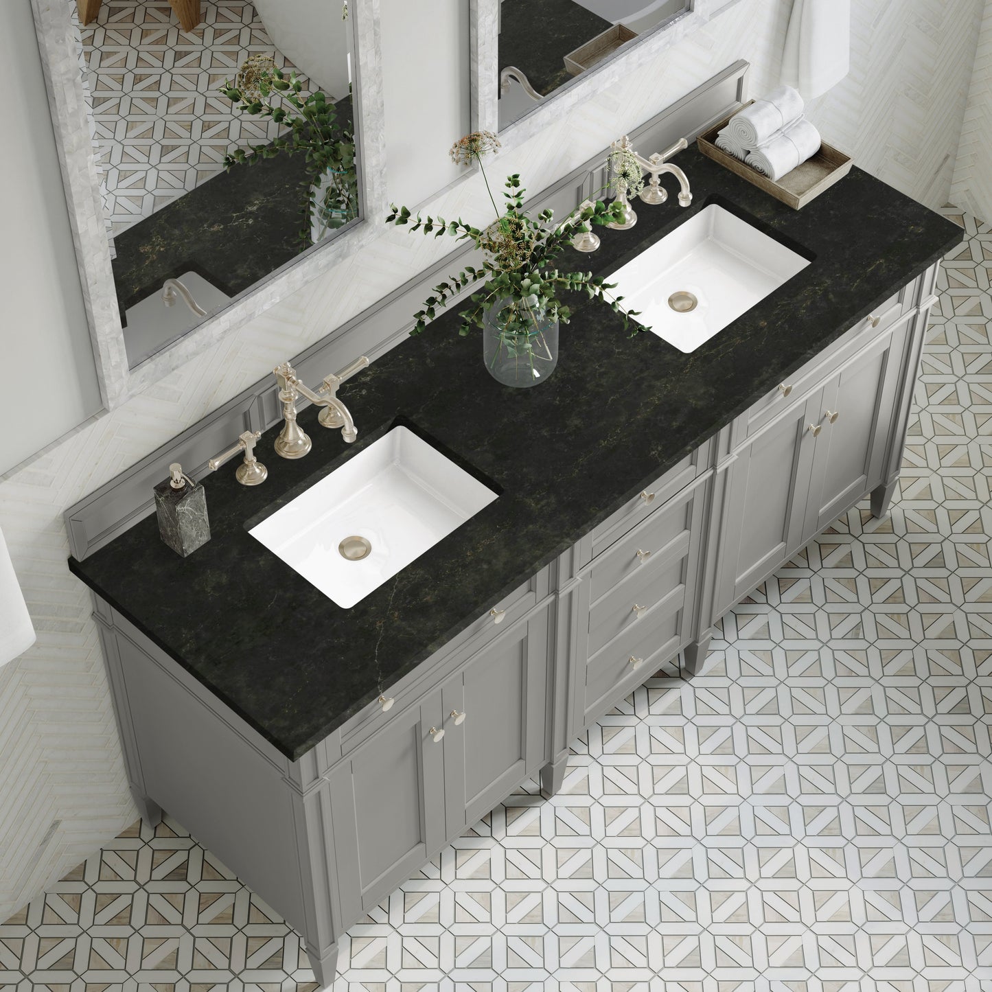 
                  
                    Brittany 72" Double Vanity in Urban Gray Double bathroom Vanity James Martin Vanities Phantome Eclos 
                  
                