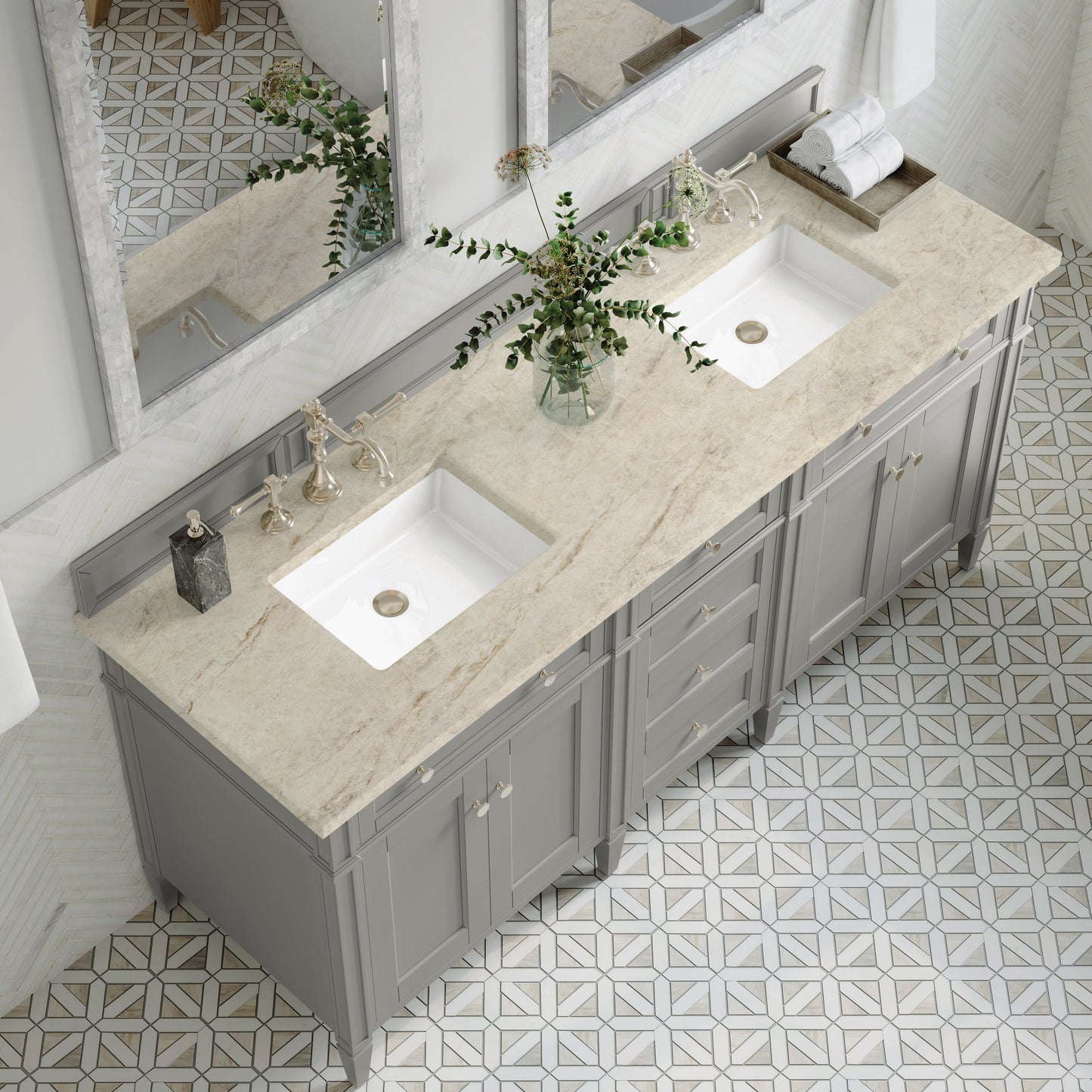 
                  
                    Brittany 72" Double Vanity in Urban Gray Double bathroom Vanity James Martin Vanities Tajnar Eclos 
                  
                