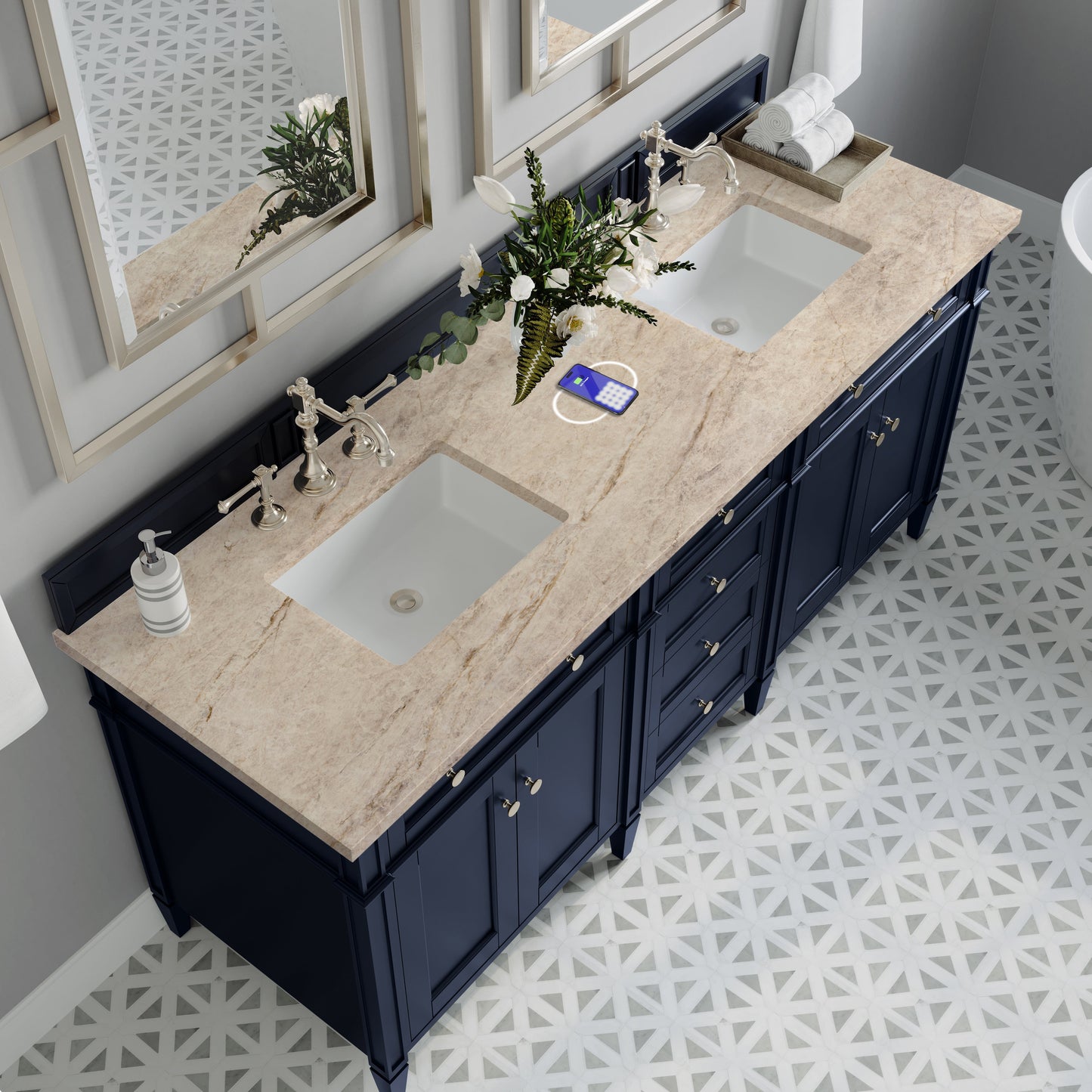 
                  
                    Brittany 72" Double Vanity in Victory Blue Double bathroom Vanity James Martin Vanities FreePower-Enabled Tajnar Eclos 
                  
                